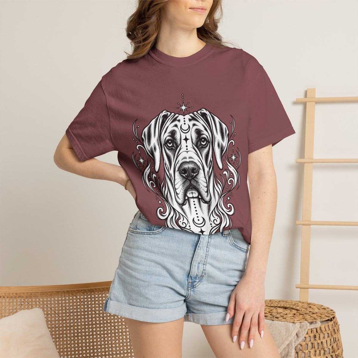 Mystical Wiredhaired Vizsla Line Art T-Shirt — Minimal Dog Portrait Tee