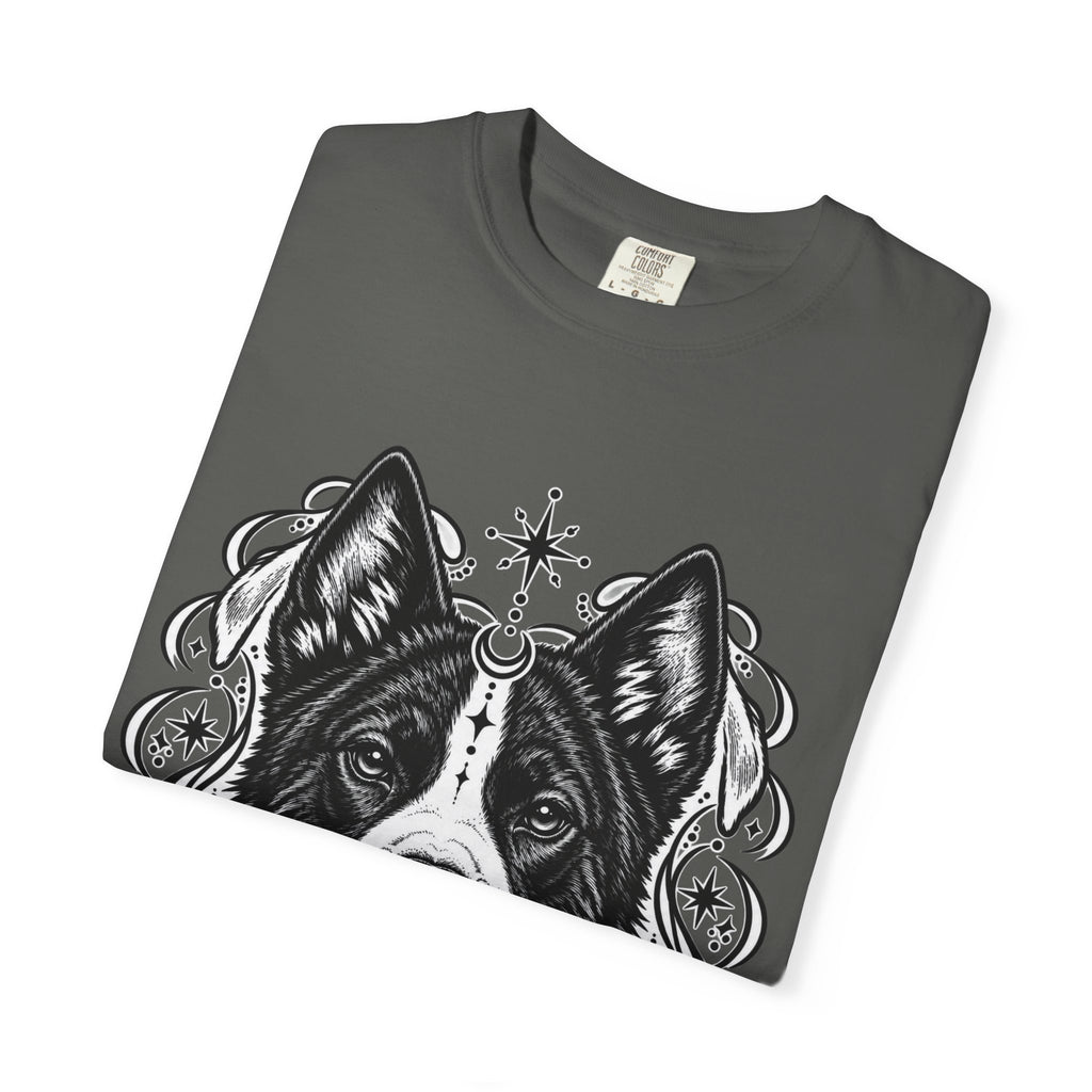 Mystical Karelian Bear Dog Line Art T-Shirt — Minimal Dog Portrait Tee