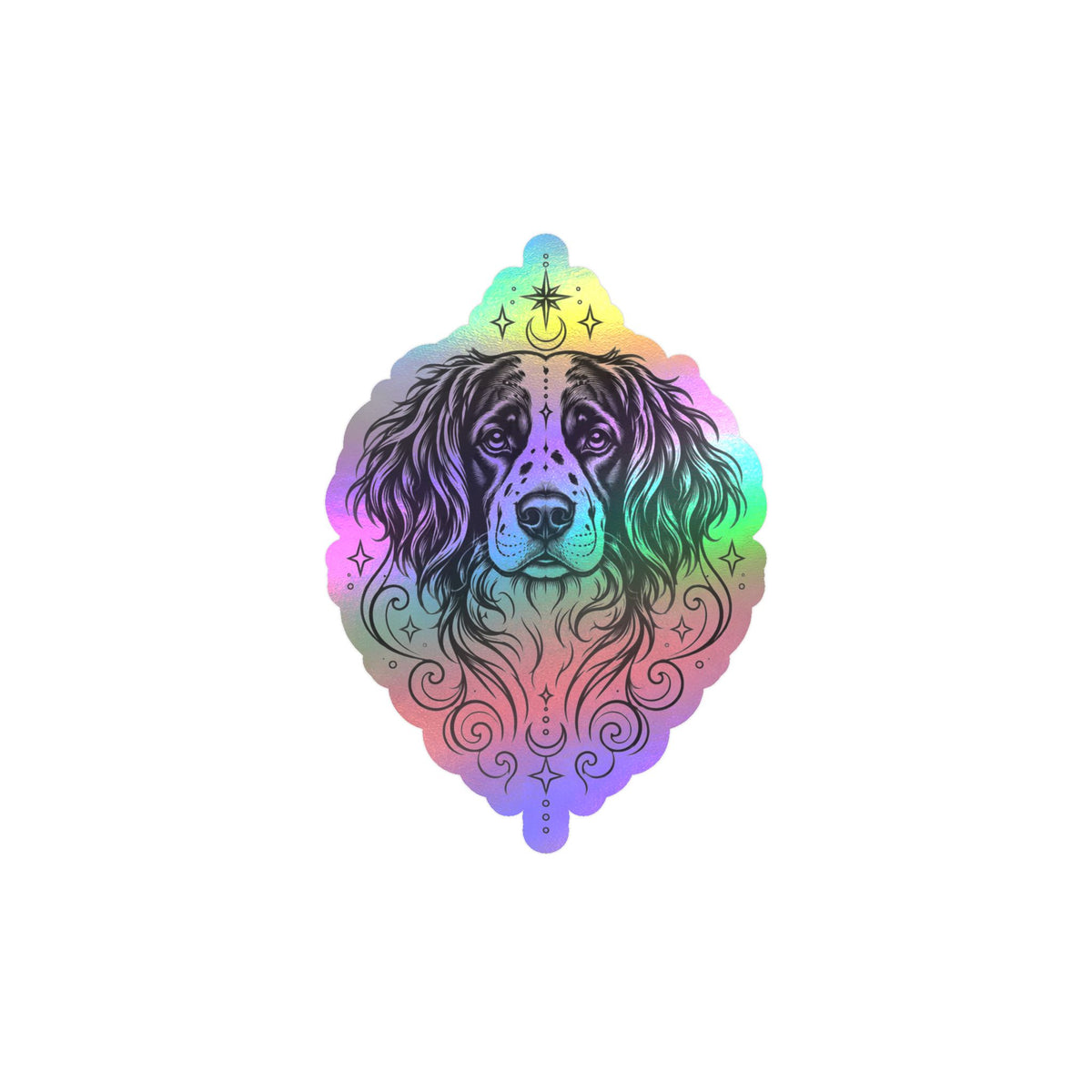 Mystical Stabyhoun Line Art Kiss-Cut Vinyl Sticker — Decorative Dog Portrait Decal