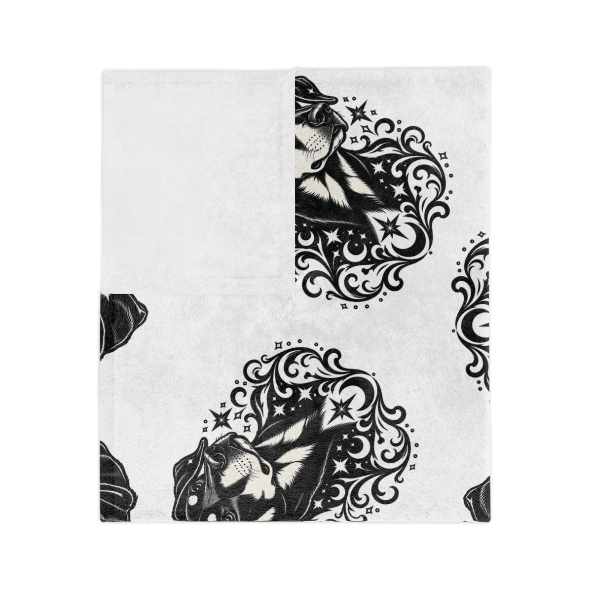 Mystical Beauceron NE FD Minimalist Velveteen Microfiber Blanket — Soft Neutral Pet Portrait Throw