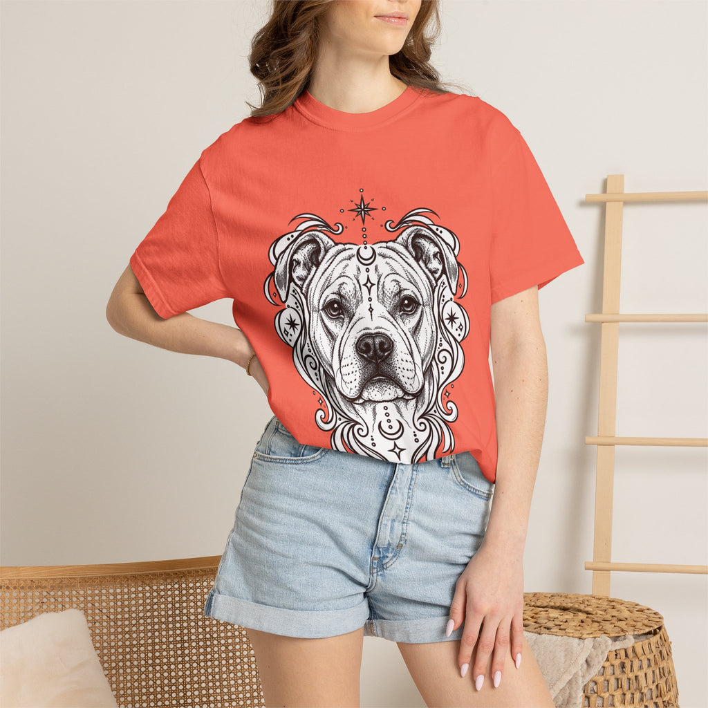 Mystical American Staffordshire Terrier Line Art T-Shirt — Minimal Dog Portrait Tee