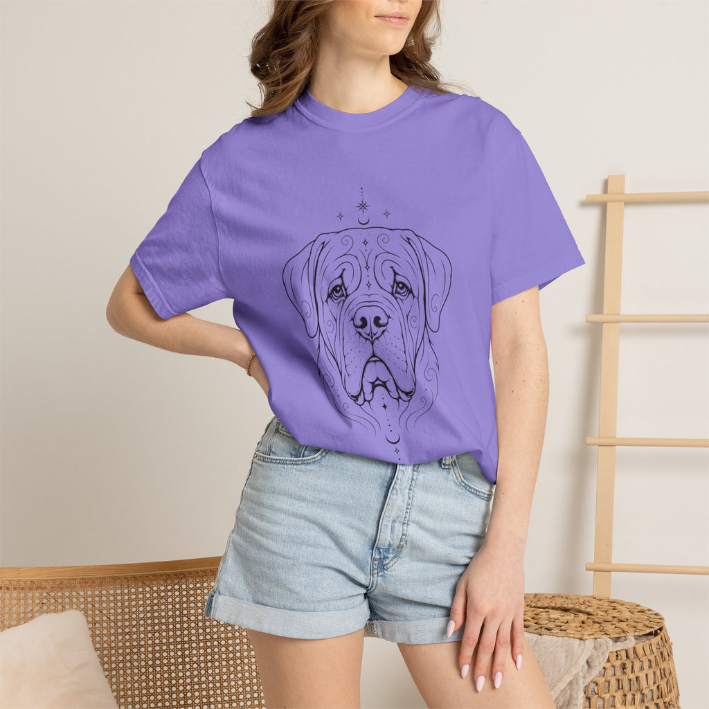 Mystical Mastiff Line Art T‑Shirt — Minimal Dog Portrait Tee