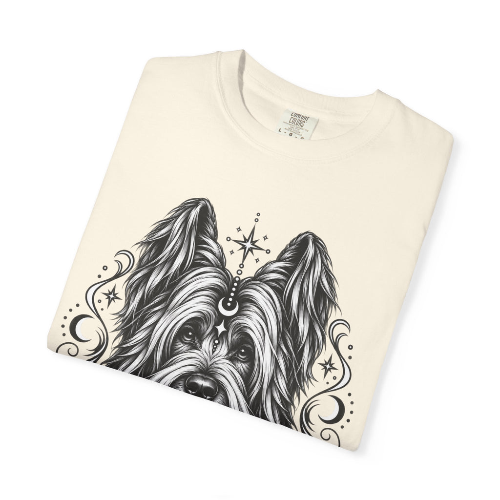 Mystical Briard Line Art T-Shirt — Minimal Dog Portrait Tee