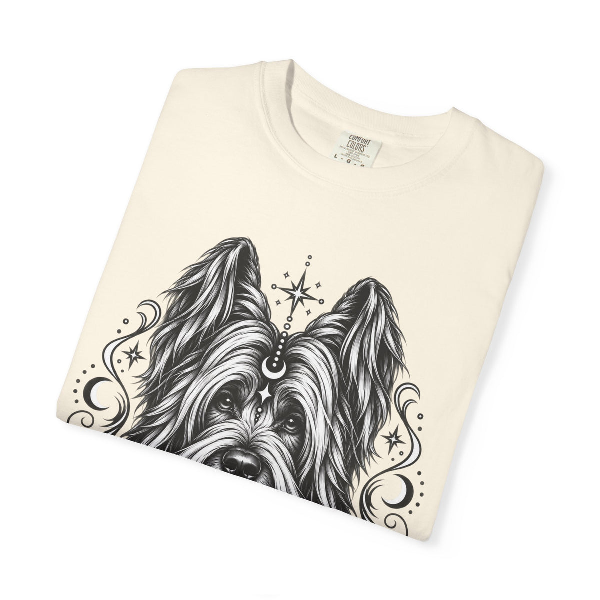 Mystical Briard Line Art T-Shirt — Minimal Dog Portrait Tee