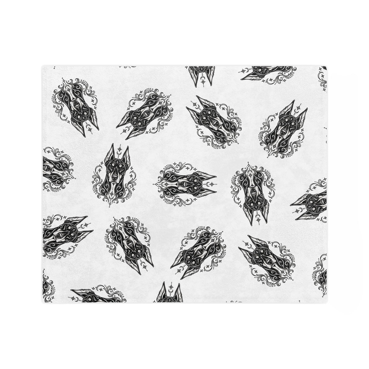 Mystical Doberman Pinscher Minimalist Velveteen Microfiber Blanket — Soft Neutral Pet Portrait Throw