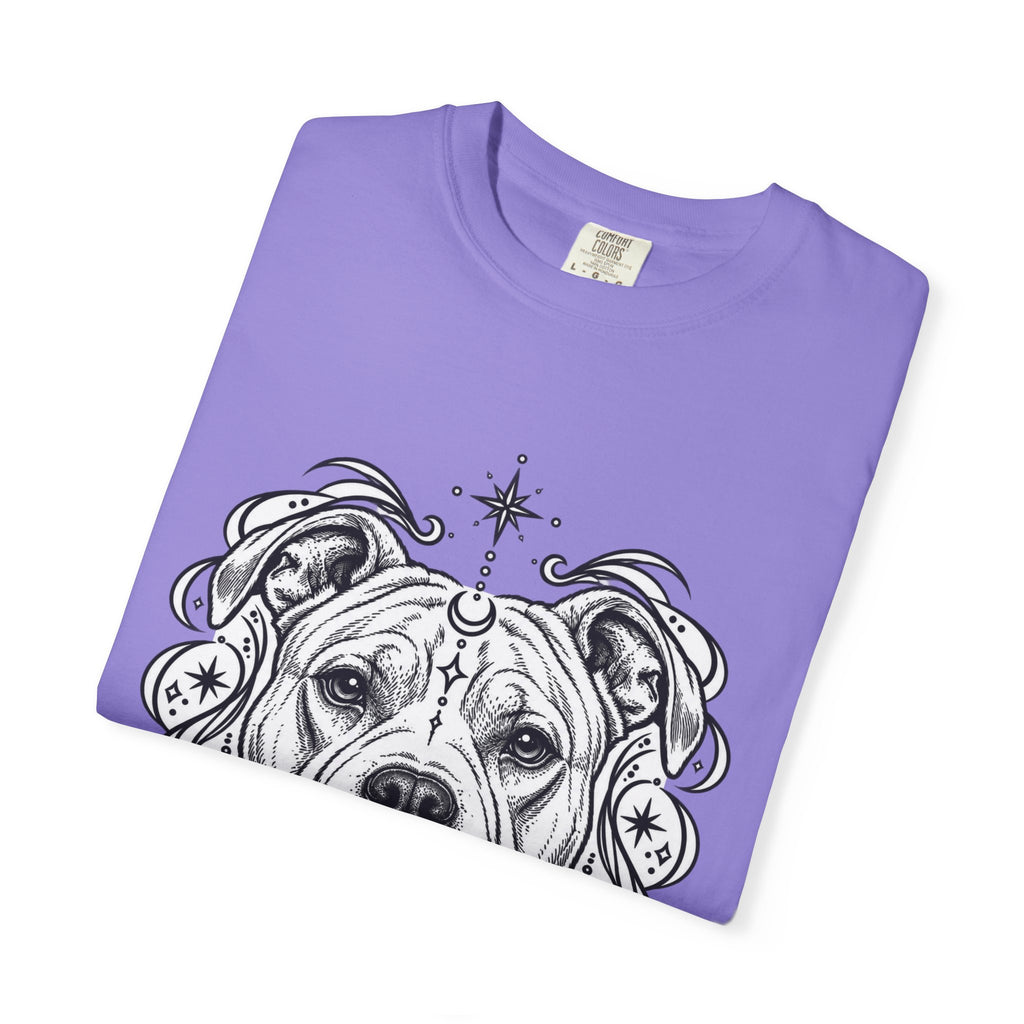 Mystical American Staffordshire Terrier Line Art T-Shirt — Minimal Dog Portrait Tee