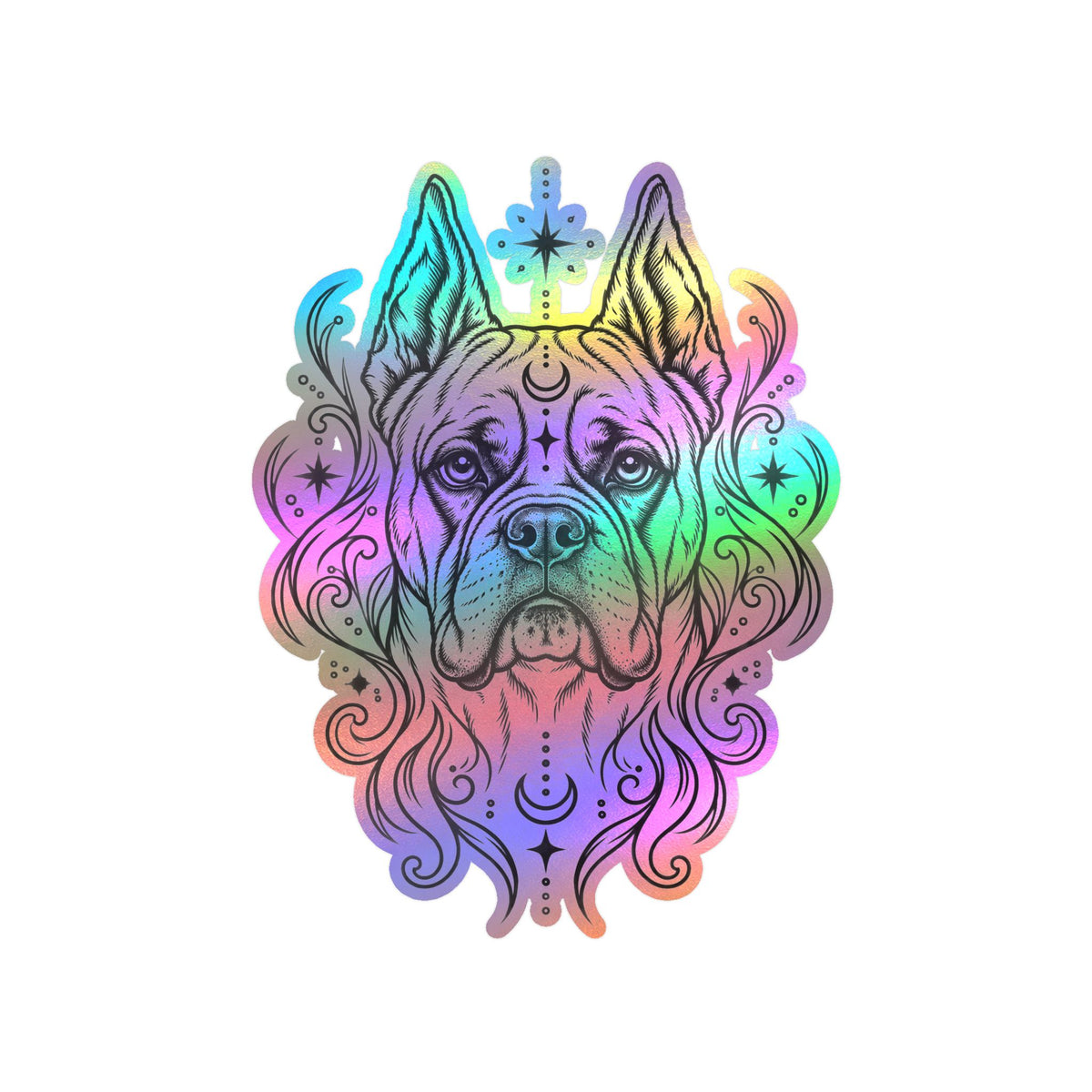 Copy of Mystical White Swiss Shepherd Line Art Kiss-Cut Vinyl Sticker — Decorative Dog Portrait Decal