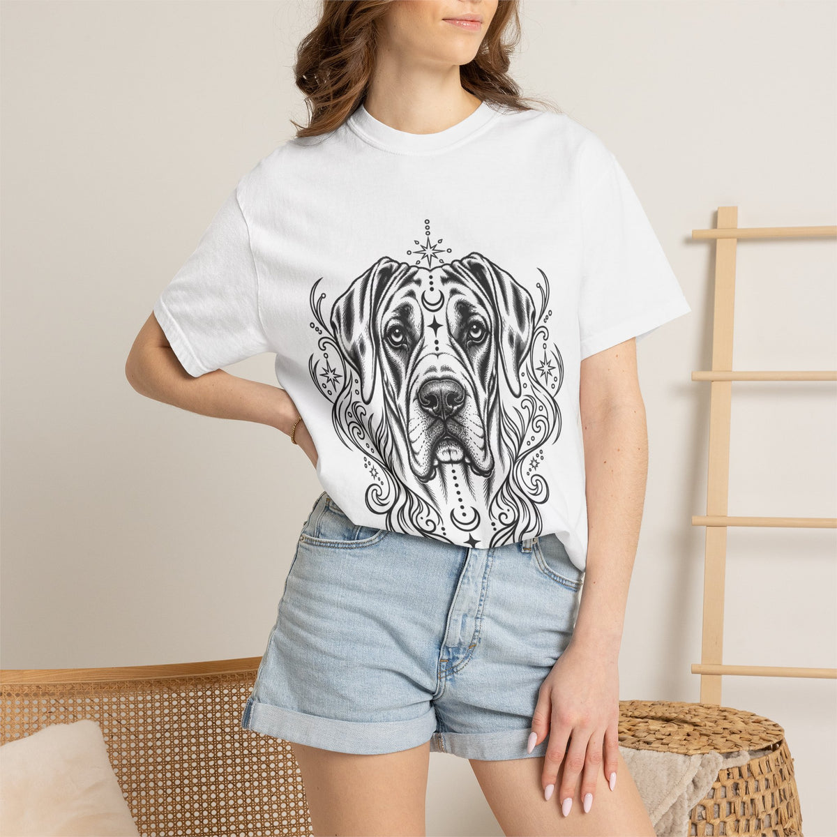 Mystical Wiredhaired Vizsla Line Art T-Shirt — Minimal Dog Portrait Tee