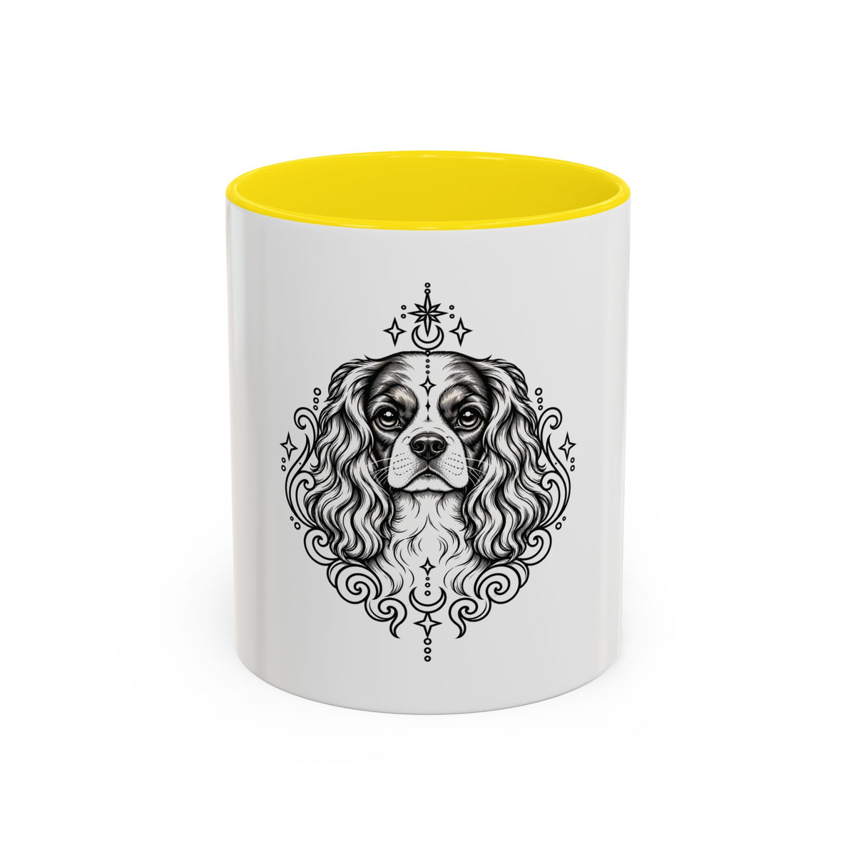 Mystical Cavalier King Charles Spaniel Line Art Accent Coffee Mug – Mystical Dog Portrait 11/15oz