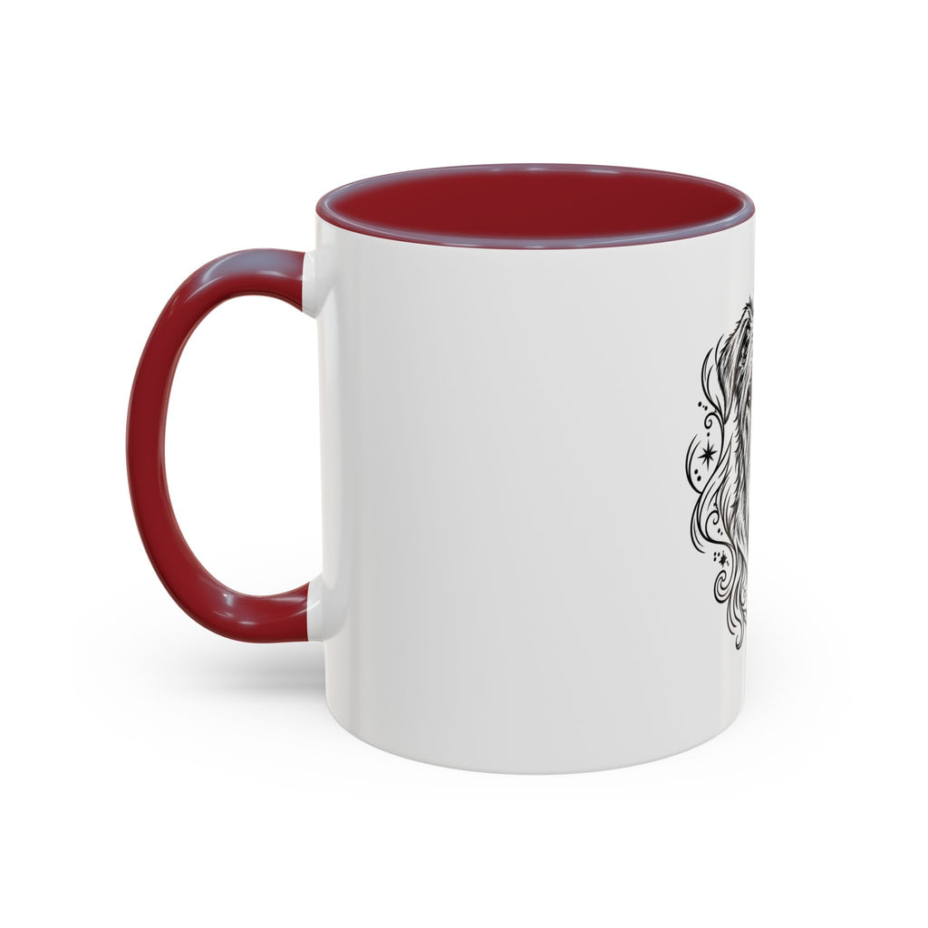 Mystical Irish Wolfhound Line Art Accent Coffee Mug – Mystical Dog Portrait 11/15oz