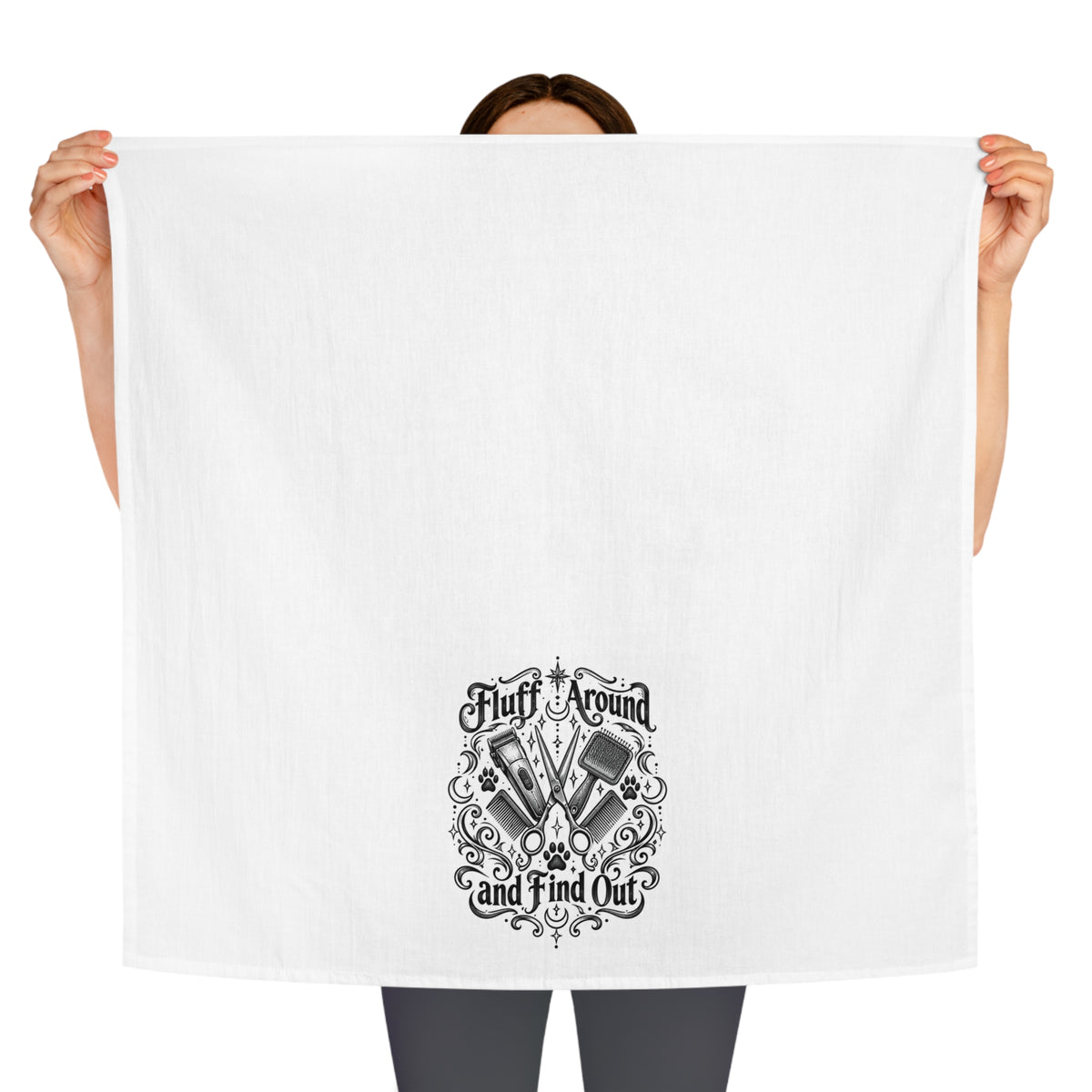 Mystical Fluff Around and Find Out Tea Towel — Funny Pet Grooming Kitchen Towel