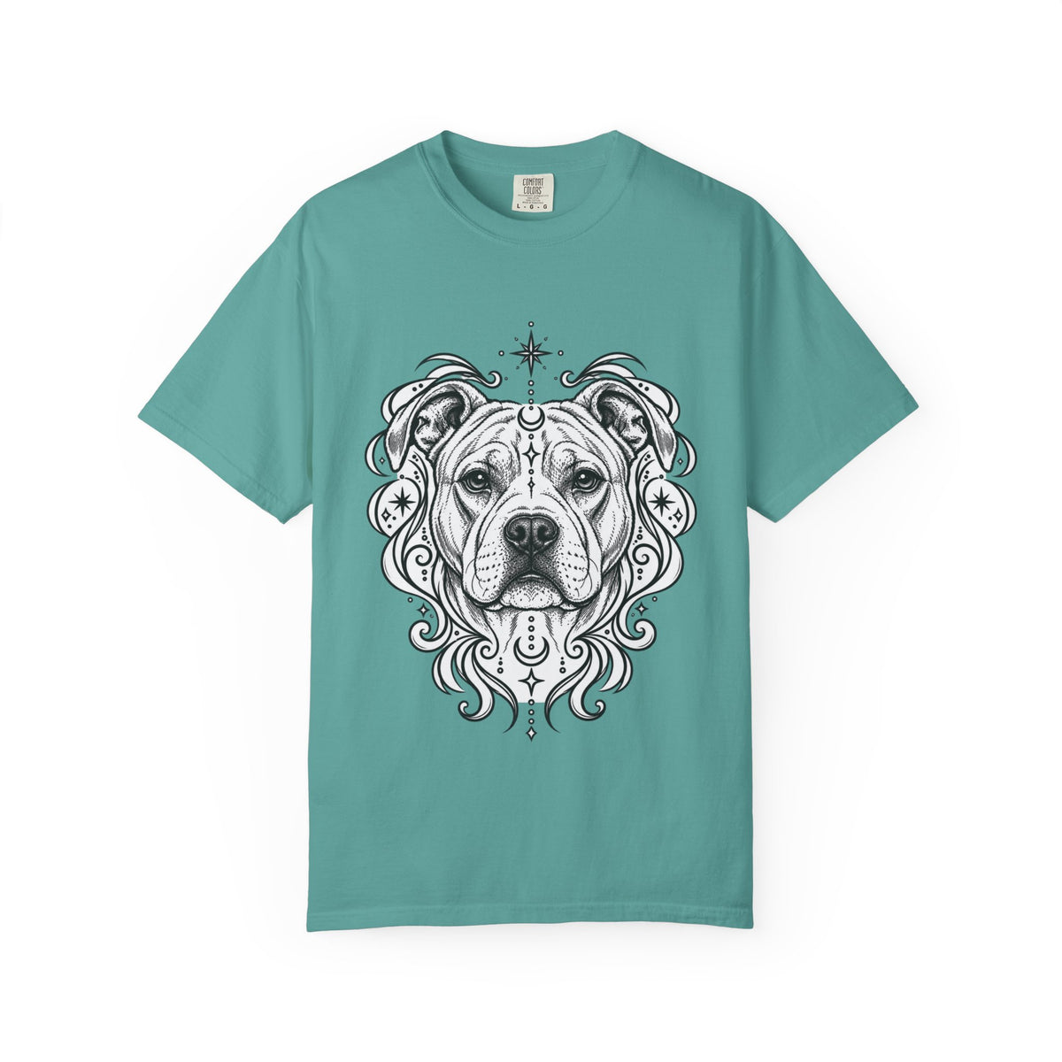 Mystical American Staffordshire Terrier Line Art T-Shirt — Minimal Dog Portrait Tee