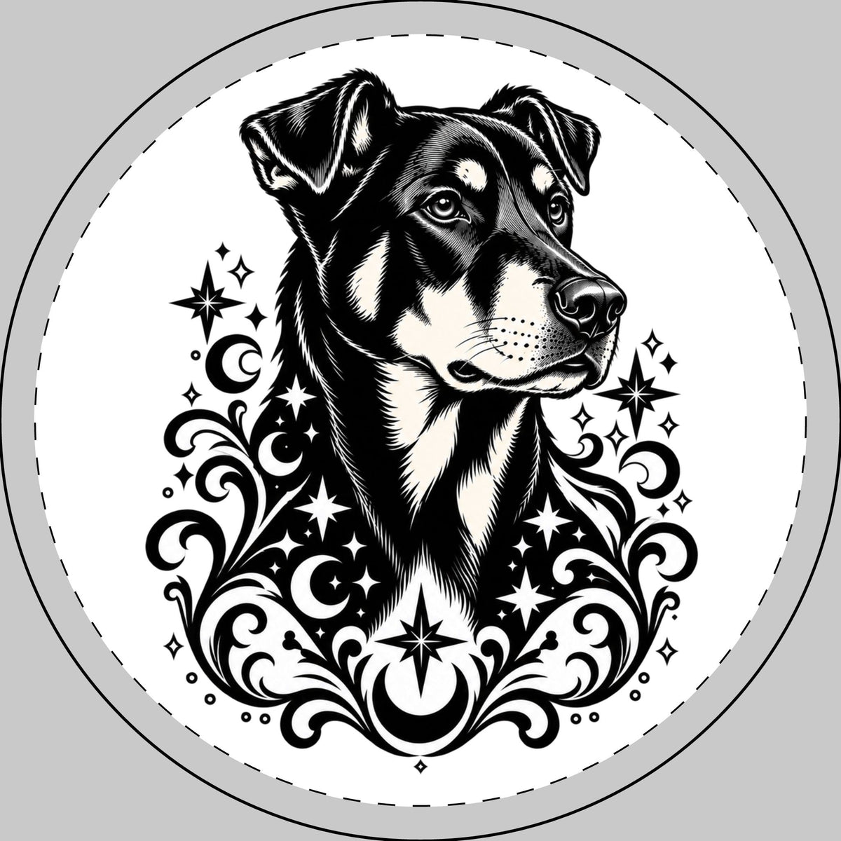 Mystical Beauceron NE HD Round Car Magnet — Boho Dog Face Sticker