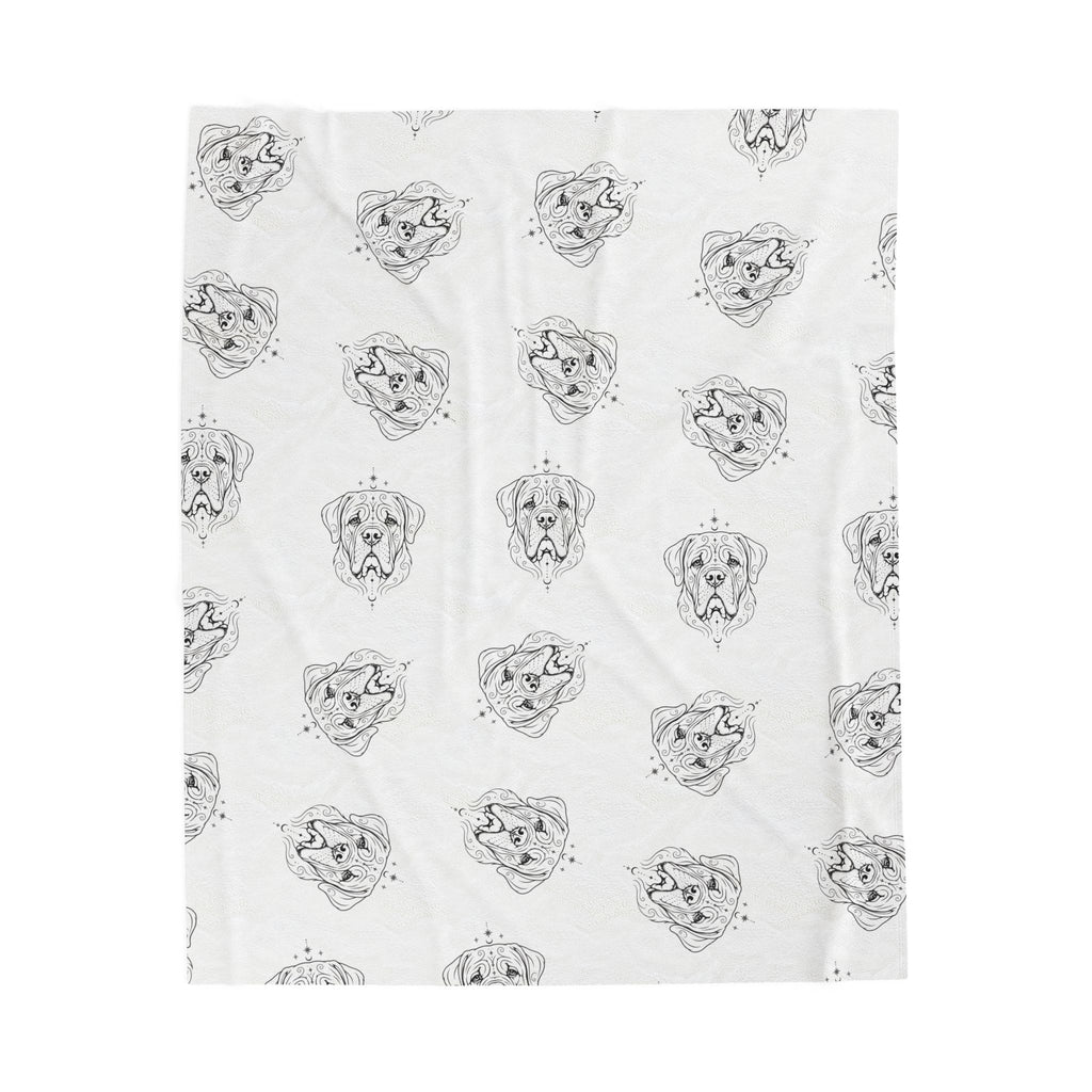 Mystical Mastiff Velveteen Plush Blanket – Soft White Pattern Throw