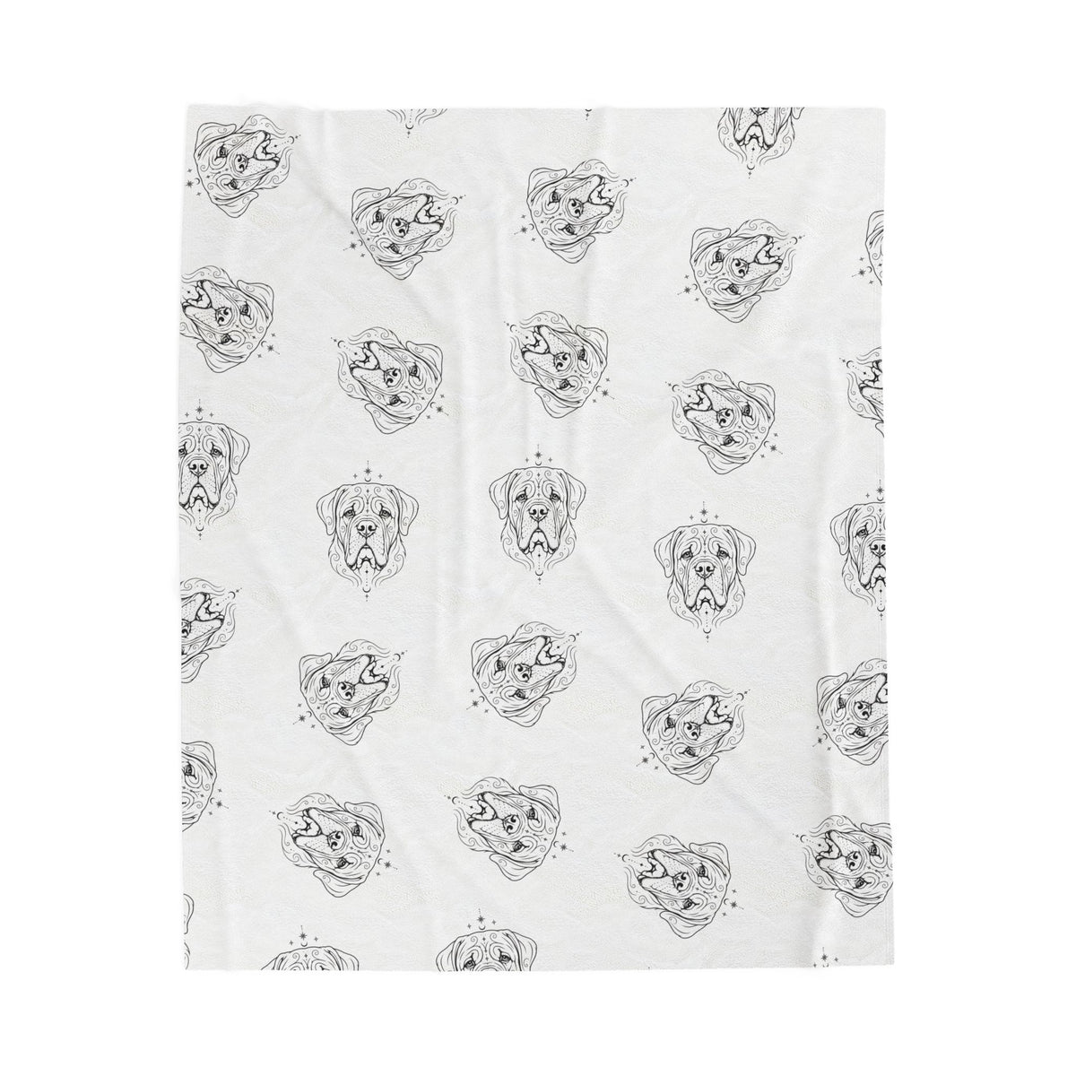 Mystical Mastiff Velveteen Plush Blanket – Soft White Pattern Throw