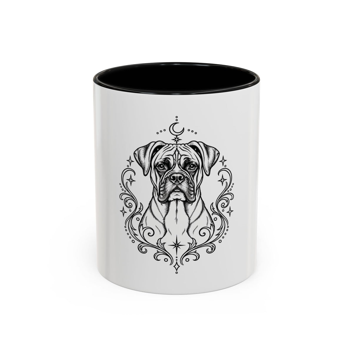 Mystical Boxer NE Line Art Accent Coffee Mug – Mystical Dog Portrait 11/15oz