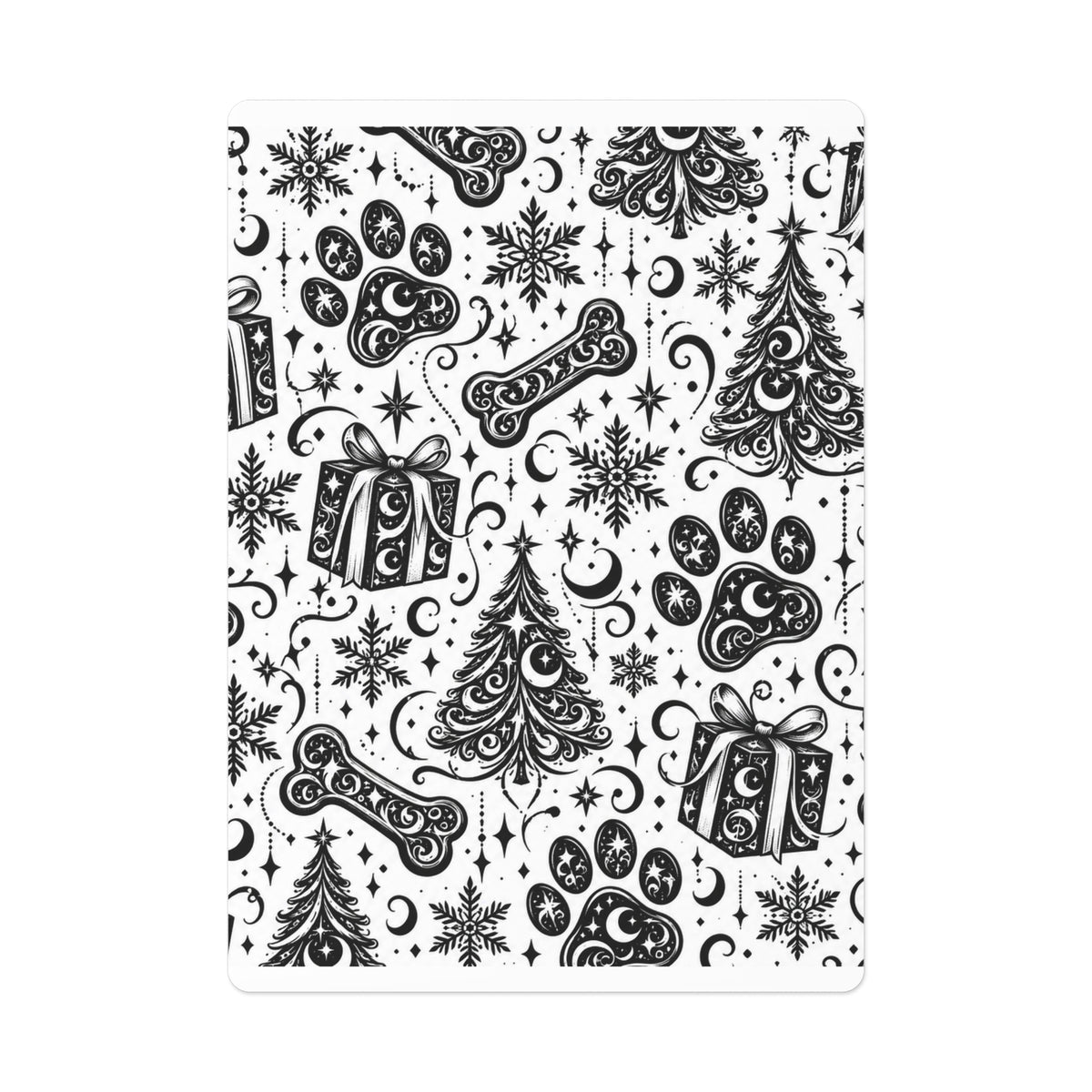 Mystical Holiday Themed Paw Print Dog Bone Poker Cards
