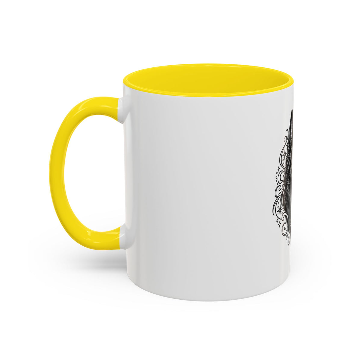 Mystical Schipperke Line Art Accent Coffee Mug – Mystical Dog Portrait 11/15oz