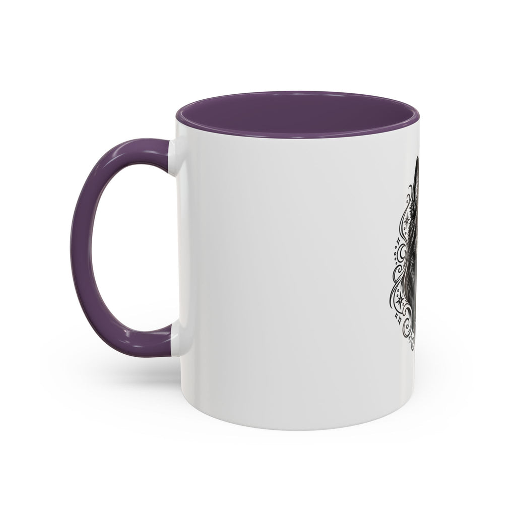 Mystical Schipperke Line Art Accent Coffee Mug – Mystical Dog Portrait 11/15oz