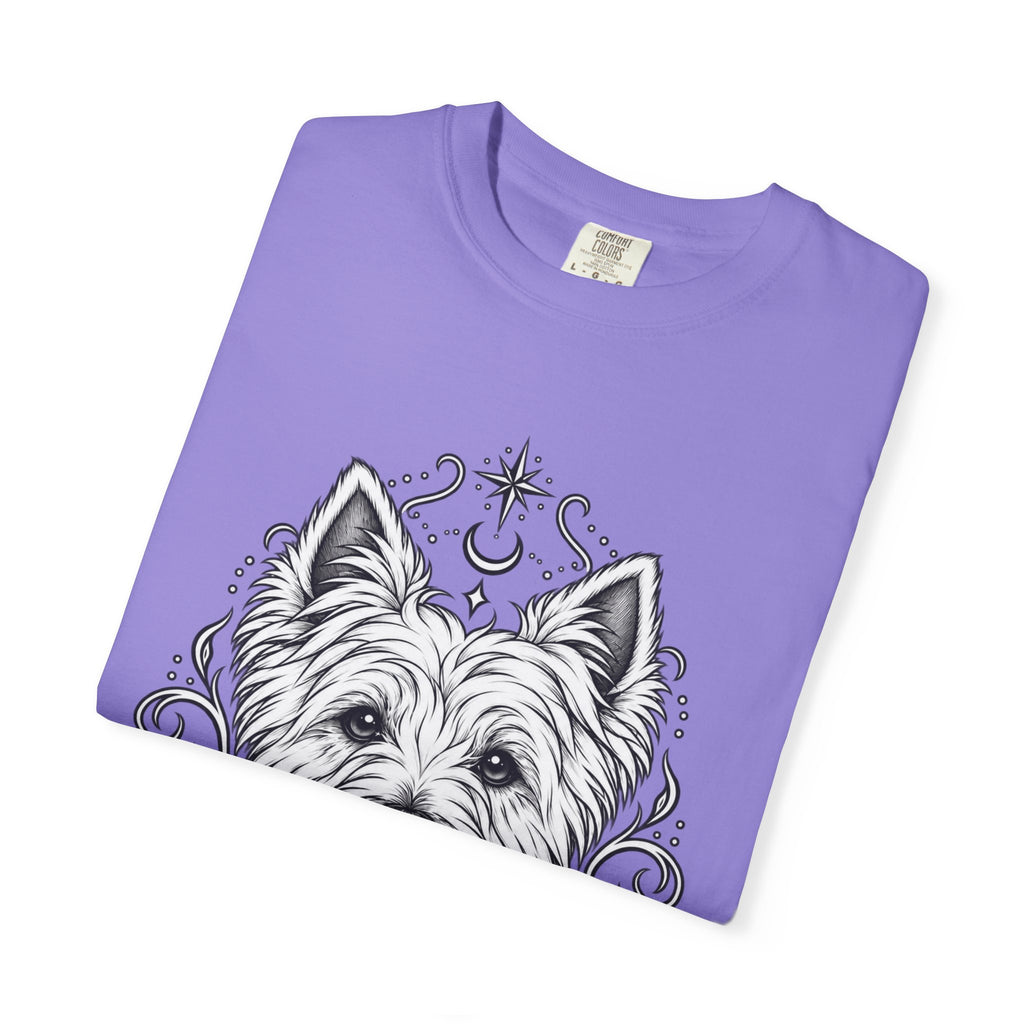 Mystical West Highland Terrier Line Art T-Shirt — Minimal Dog Portrait Tee