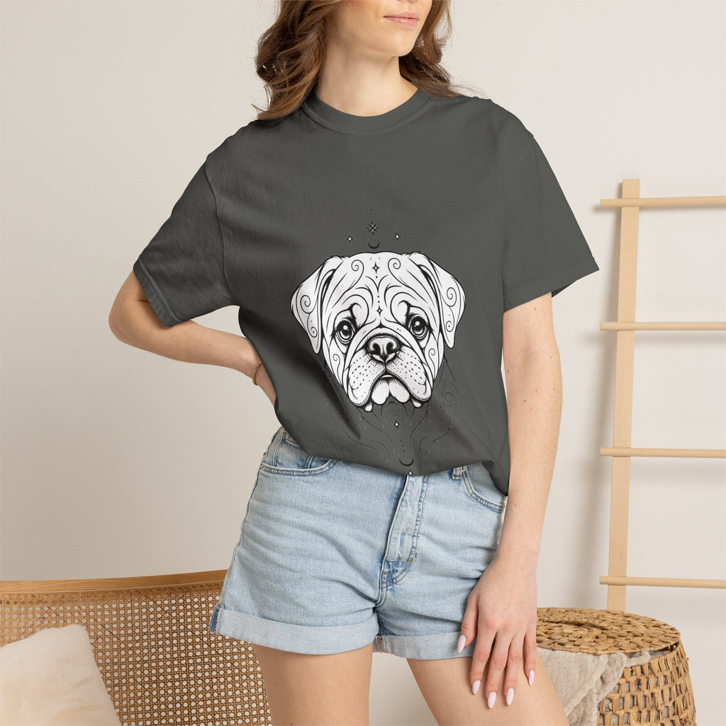 Mystical Pug Line Art T-Shirt — Minimal Dog Portrait Tee