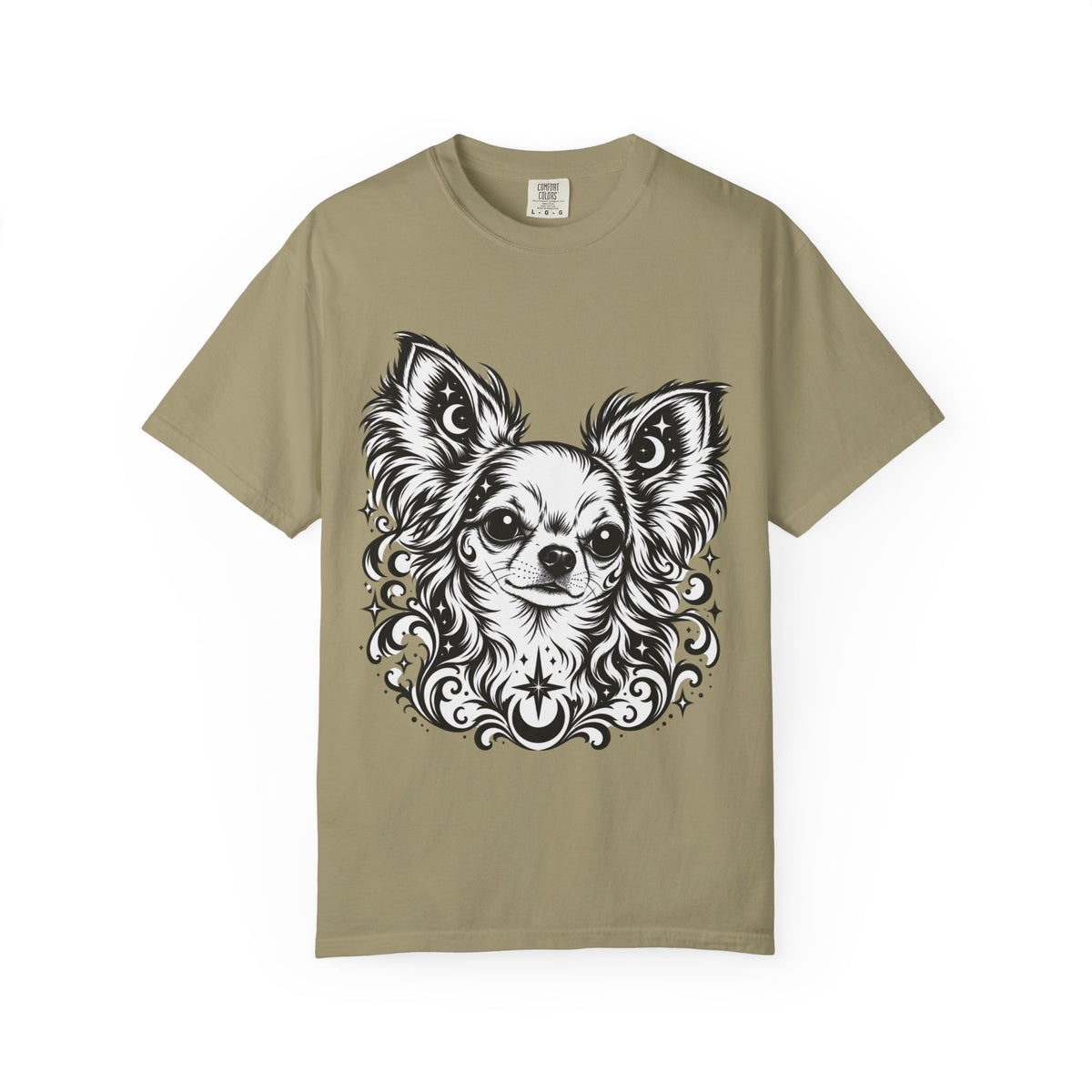 Mystical  Chihuahua LH Line Art T-Shirt — Minimal Dog Portrait Tee