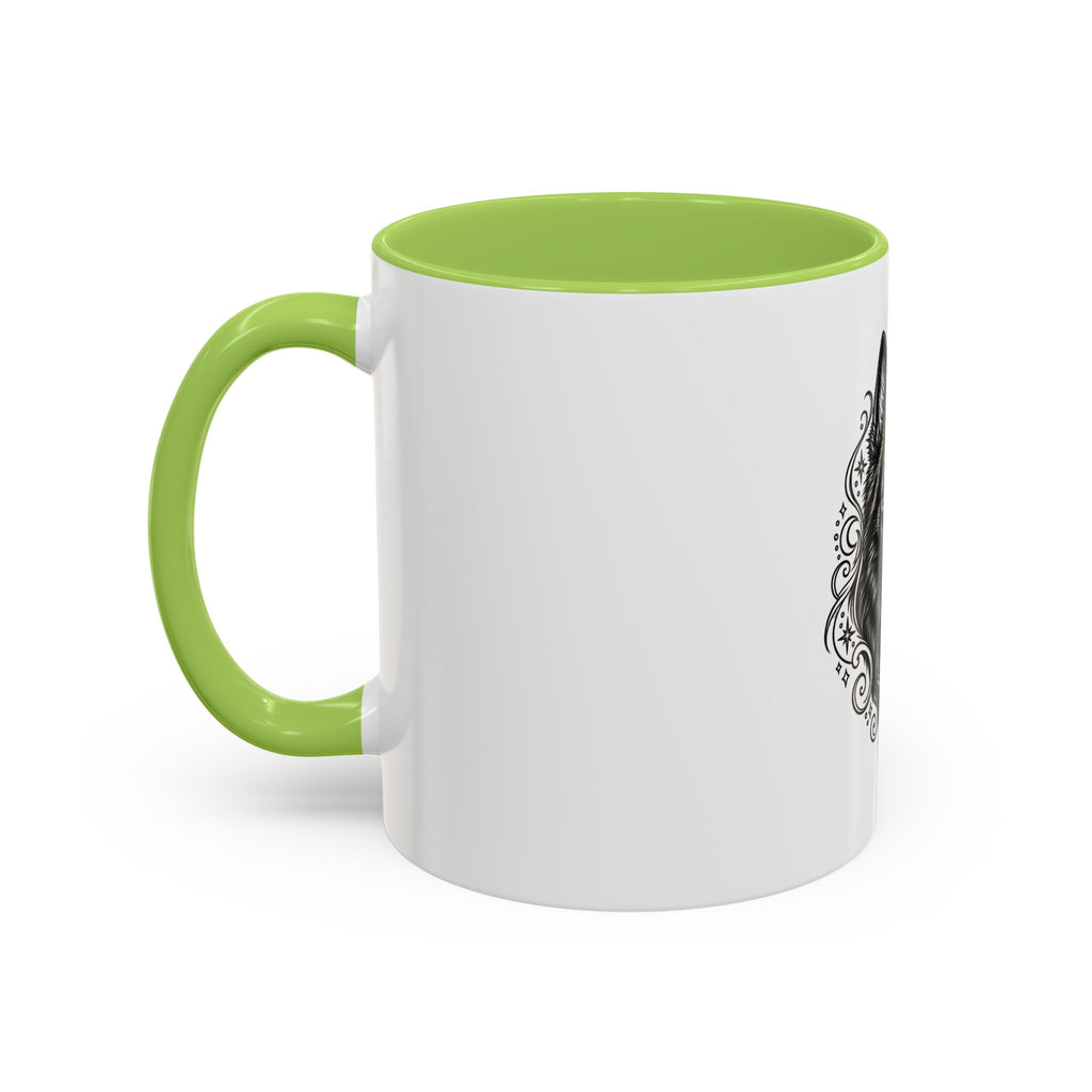 Mystical Schipperke Line Art Accent Coffee Mug – Mystical Dog Portrait 11/15oz