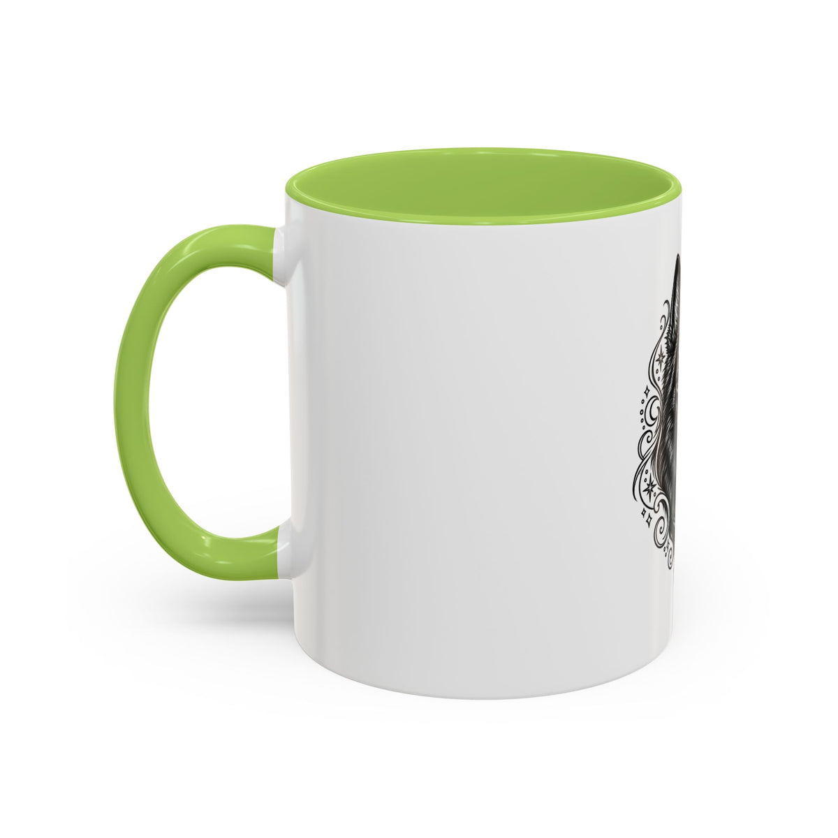 Mystical Schipperke Line Art Accent Coffee Mug – Mystical Dog Portrait 11/15oz