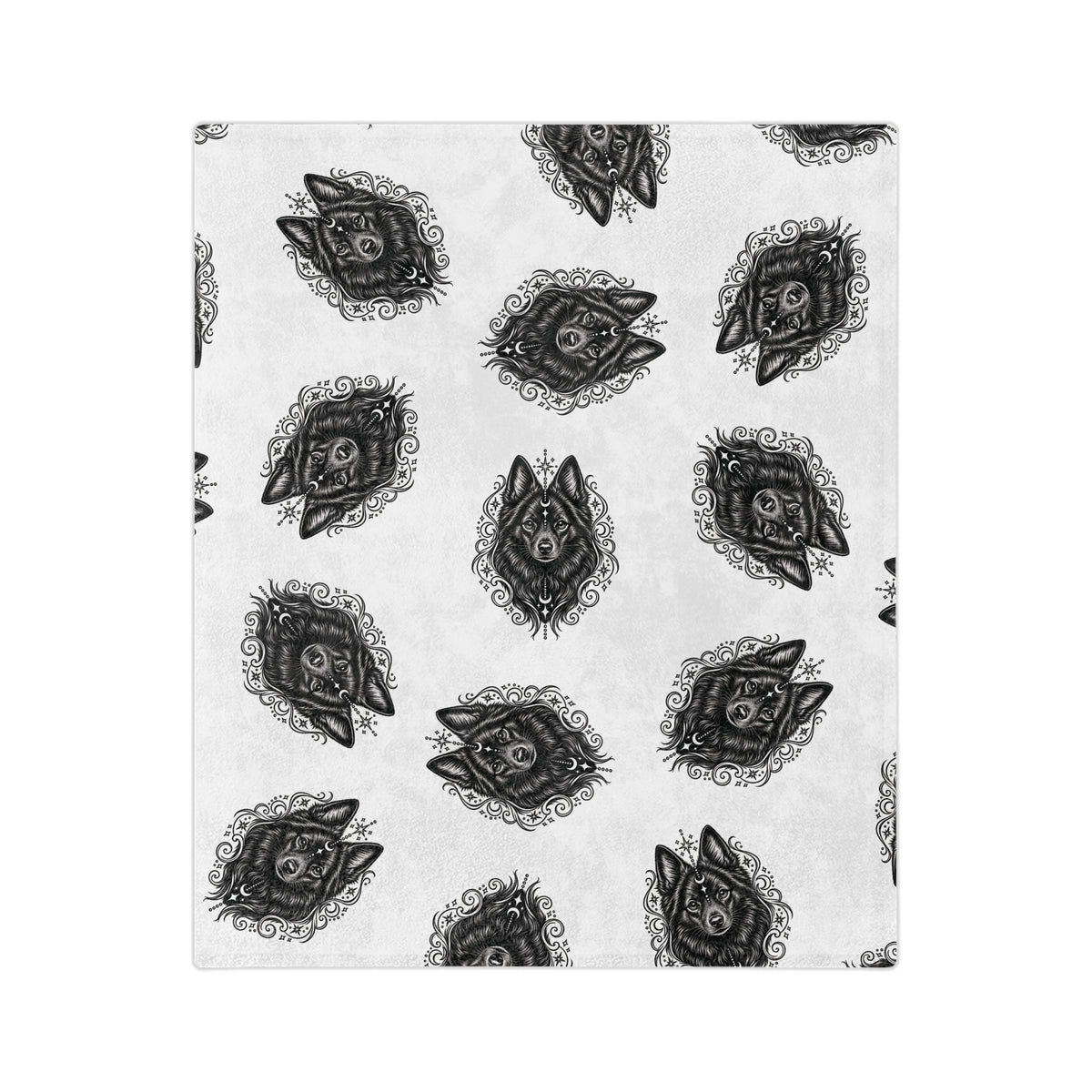 Mystical Schipperke Minimalist Velveteen Microfiber Blanket — Soft Neutral Pet Portrait Throw
