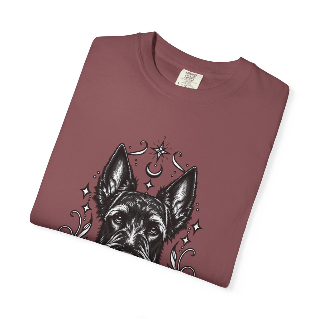 Mystical Scottish Terrier Line Art T-Shirt — Minimal Dog Portrait Tee