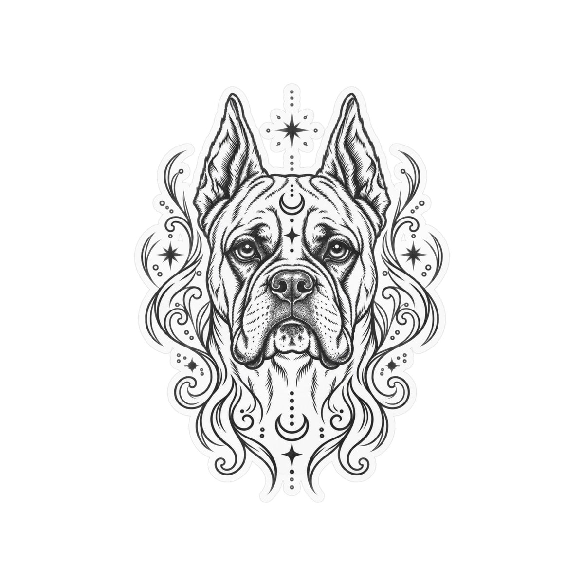 Copy of Mystical White Swiss Shepherd Line Art Kiss-Cut Vinyl Sticker — Decorative Dog Portrait Decal
