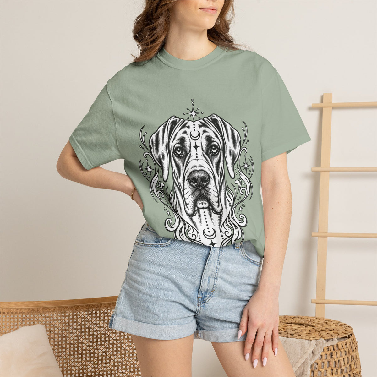 Mystical Wiredhaired Vizsla Line Art T-Shirt — Minimal Dog Portrait Tee