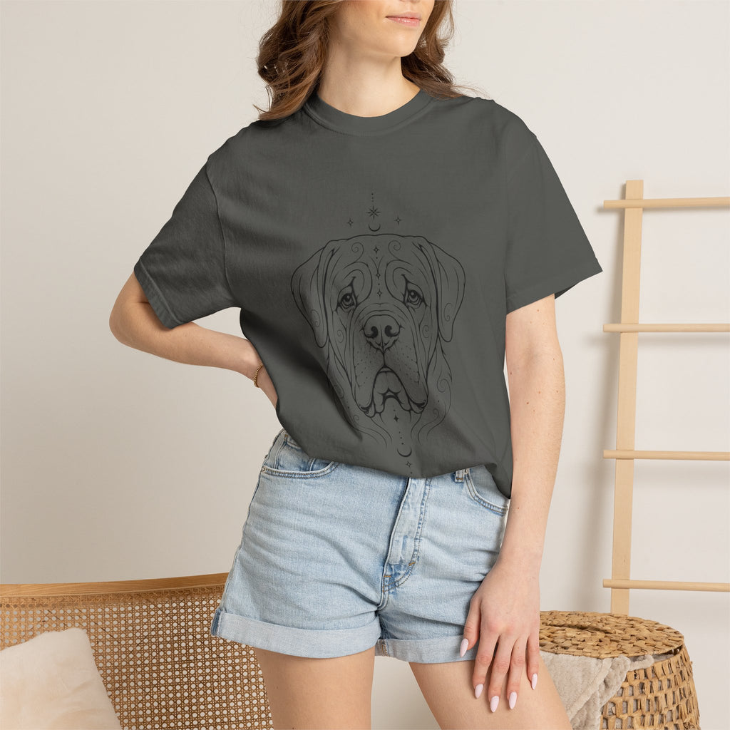 Mystical Mastiff Line Art T‑Shirt — Minimal Dog Portrait Tee