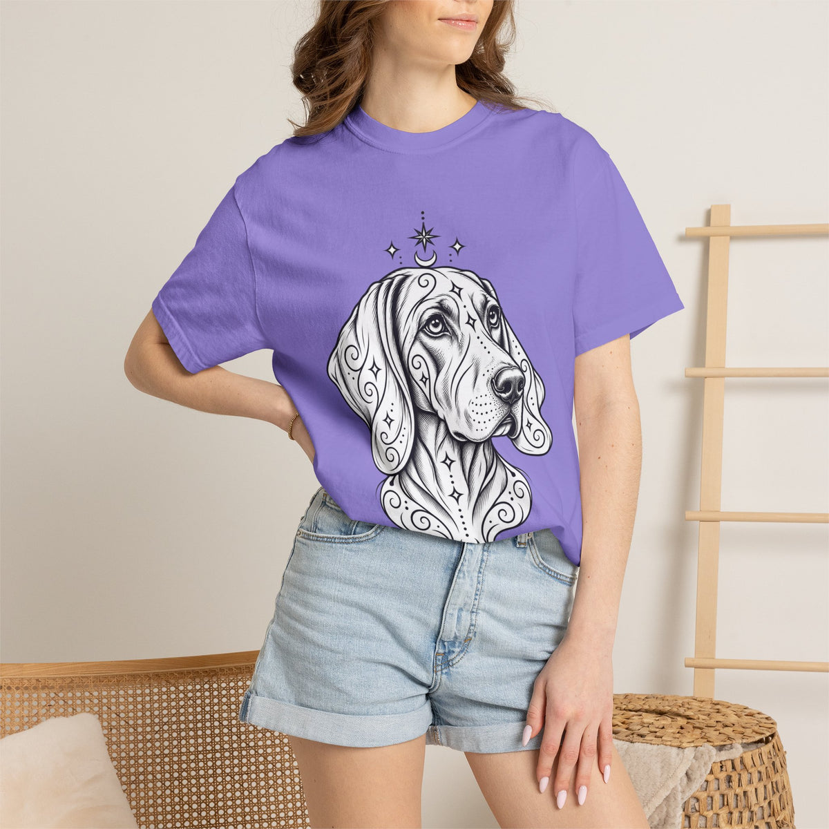 Mystical Weimaraner Line Art T-Shirt — Minimal Dog Portrait Tee