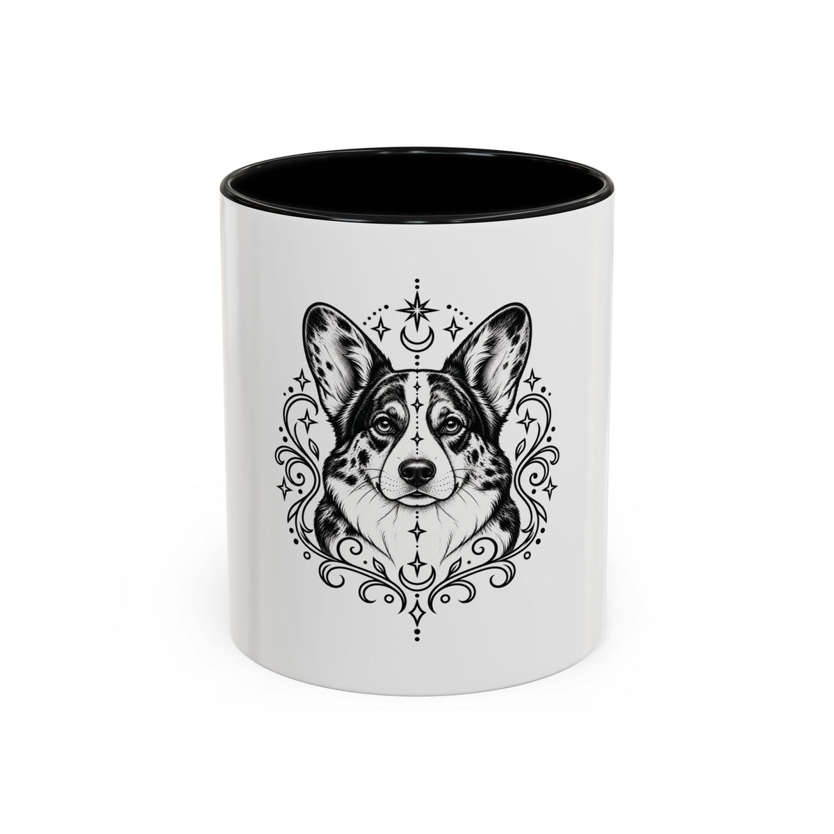 Mystical Cardigan Welsh Corgi Line Art Accent Coffee Mug – Mystical Dog Portrait 11/15oz