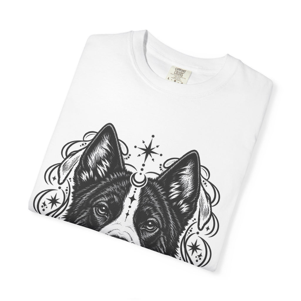Mystical Karelian Bear Dog Line Art T-Shirt — Minimal Dog Portrait Tee