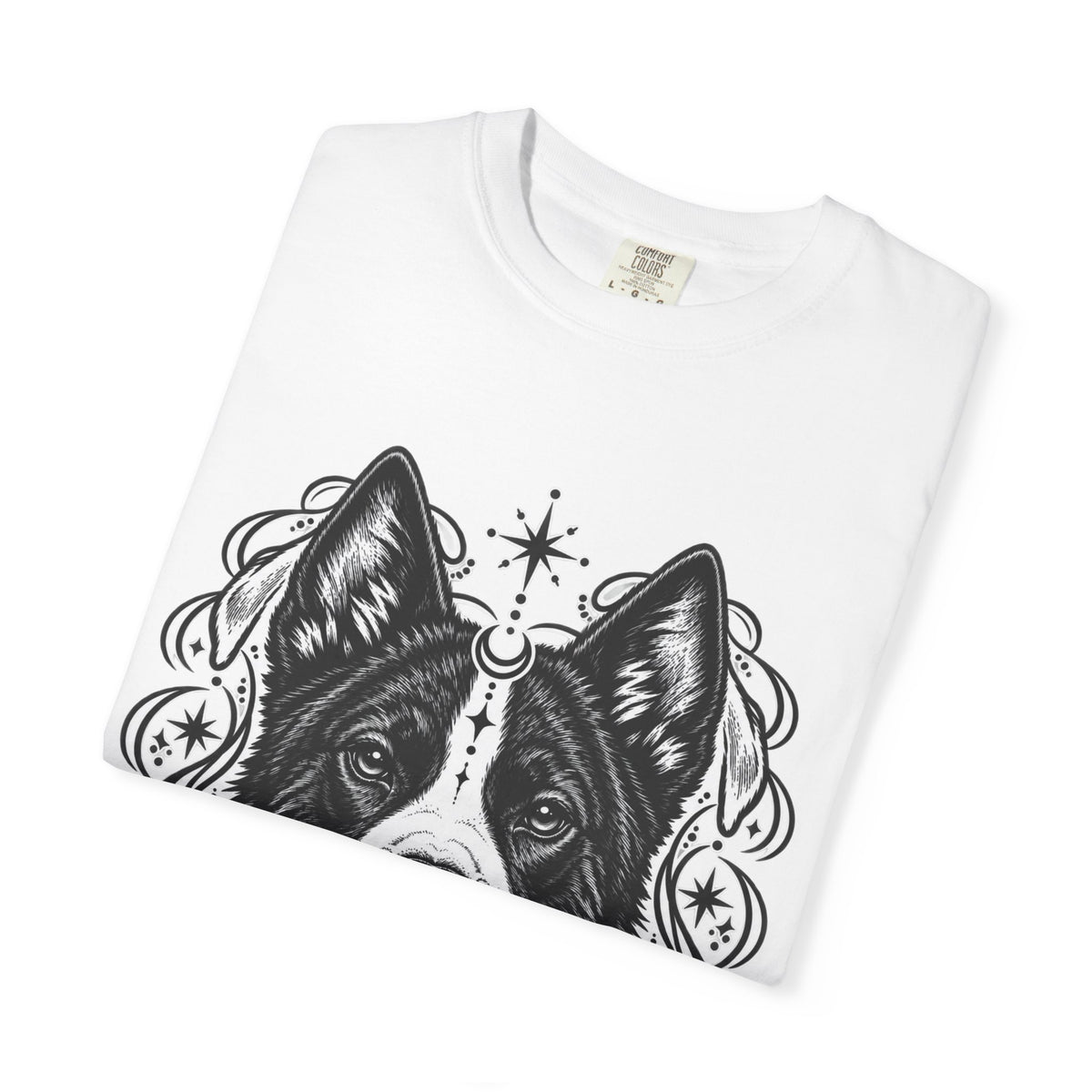 Mystical Karelian Bear Dog Line Art T-Shirt — Minimal Dog Portrait Tee