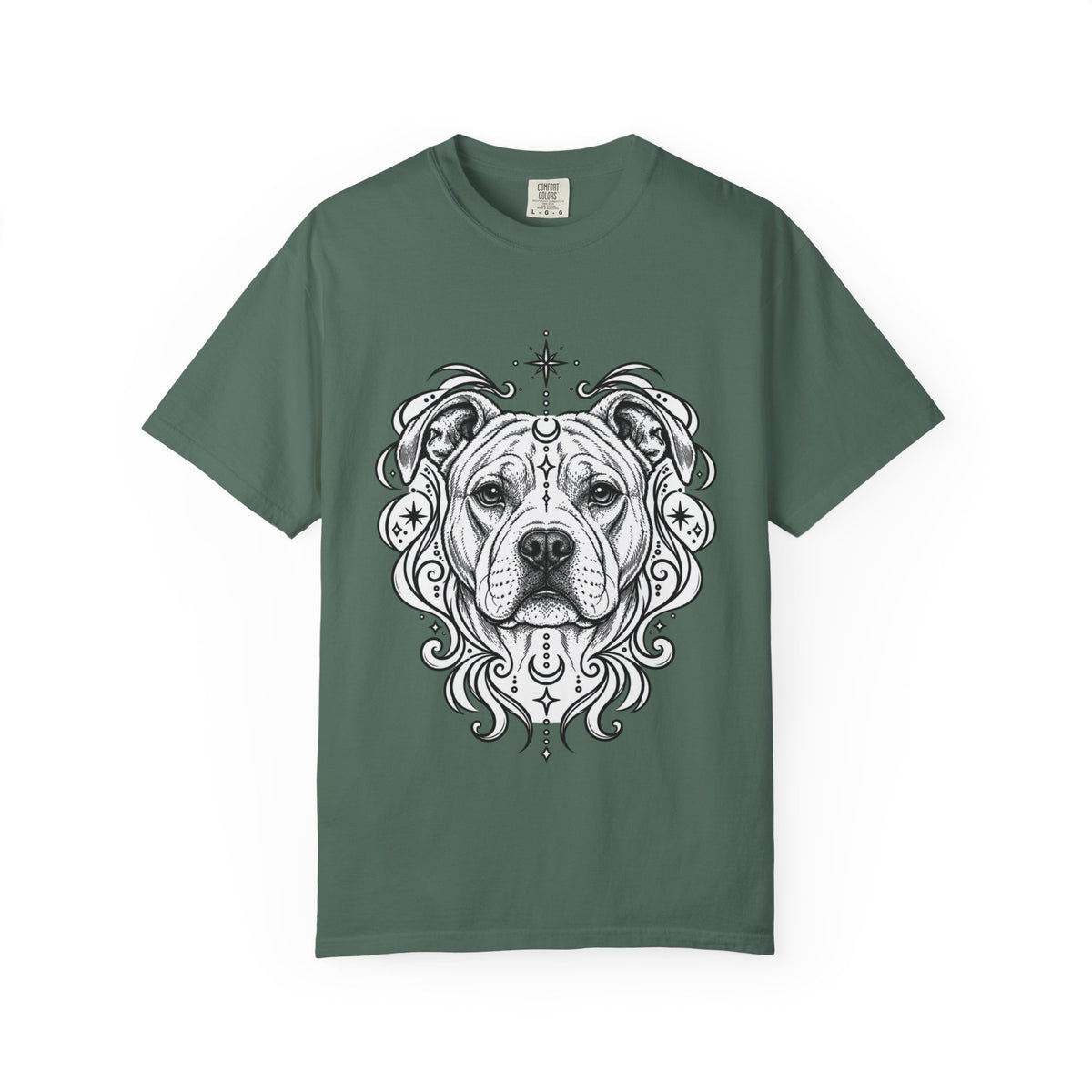 Mystical American Staffordshire Terrier Line Art T-Shirt — Minimal Dog Portrait Tee