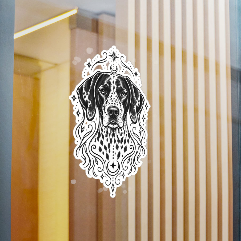 Mystical German Shorthaired Pointer Line Art Kiss-Cut Vinyl Sticker — Decorative Dog Portrait Decal