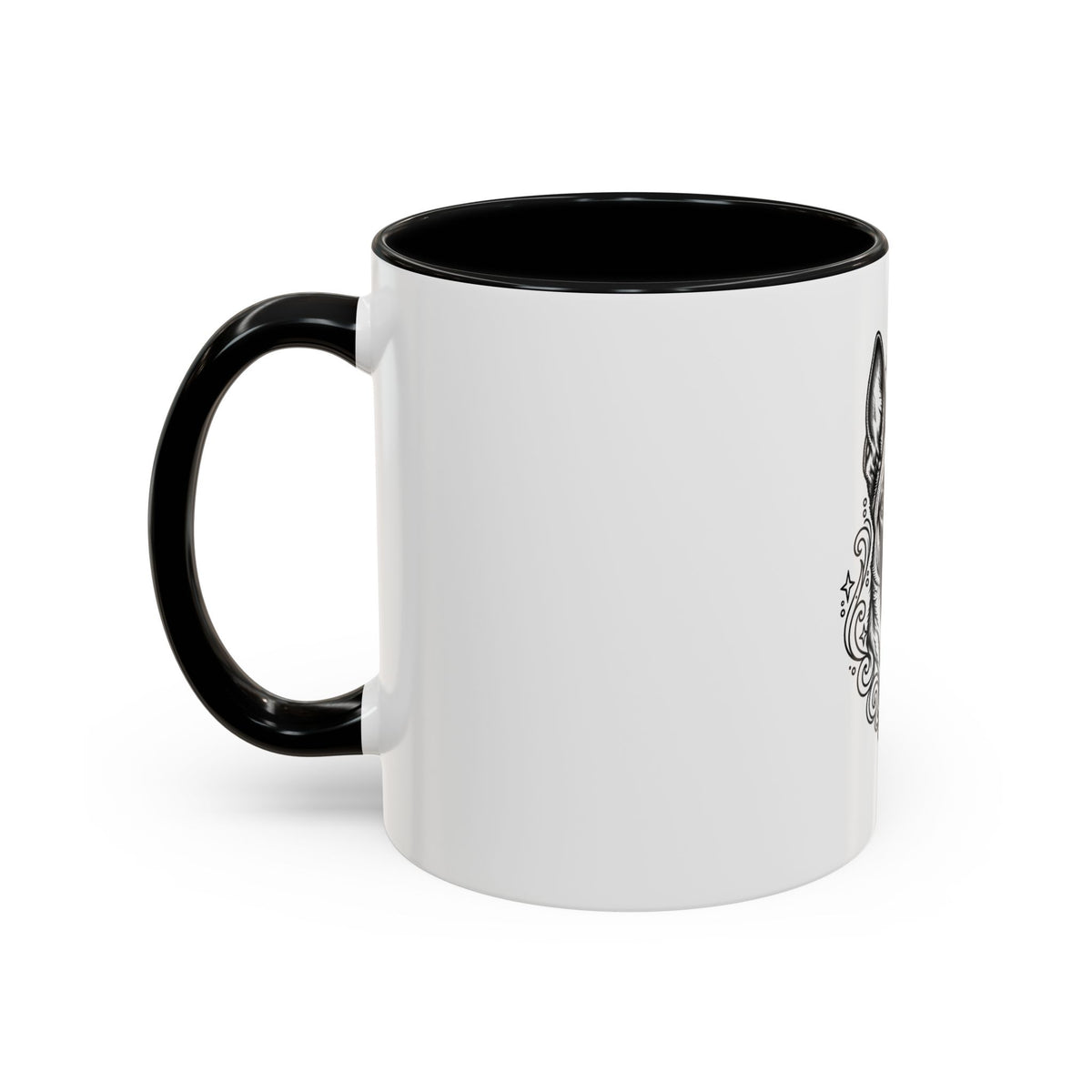 Mystical Belgian Malinois Line Art Accent Coffee Mug – Mystical Dog Portrait 11/15oz