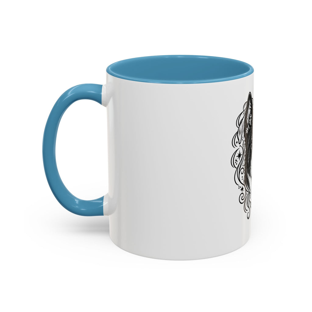 Mystical Karelian Bear Dog Line Art Accent Coffee Mug – Mystical Dog Portrait 11/15oz