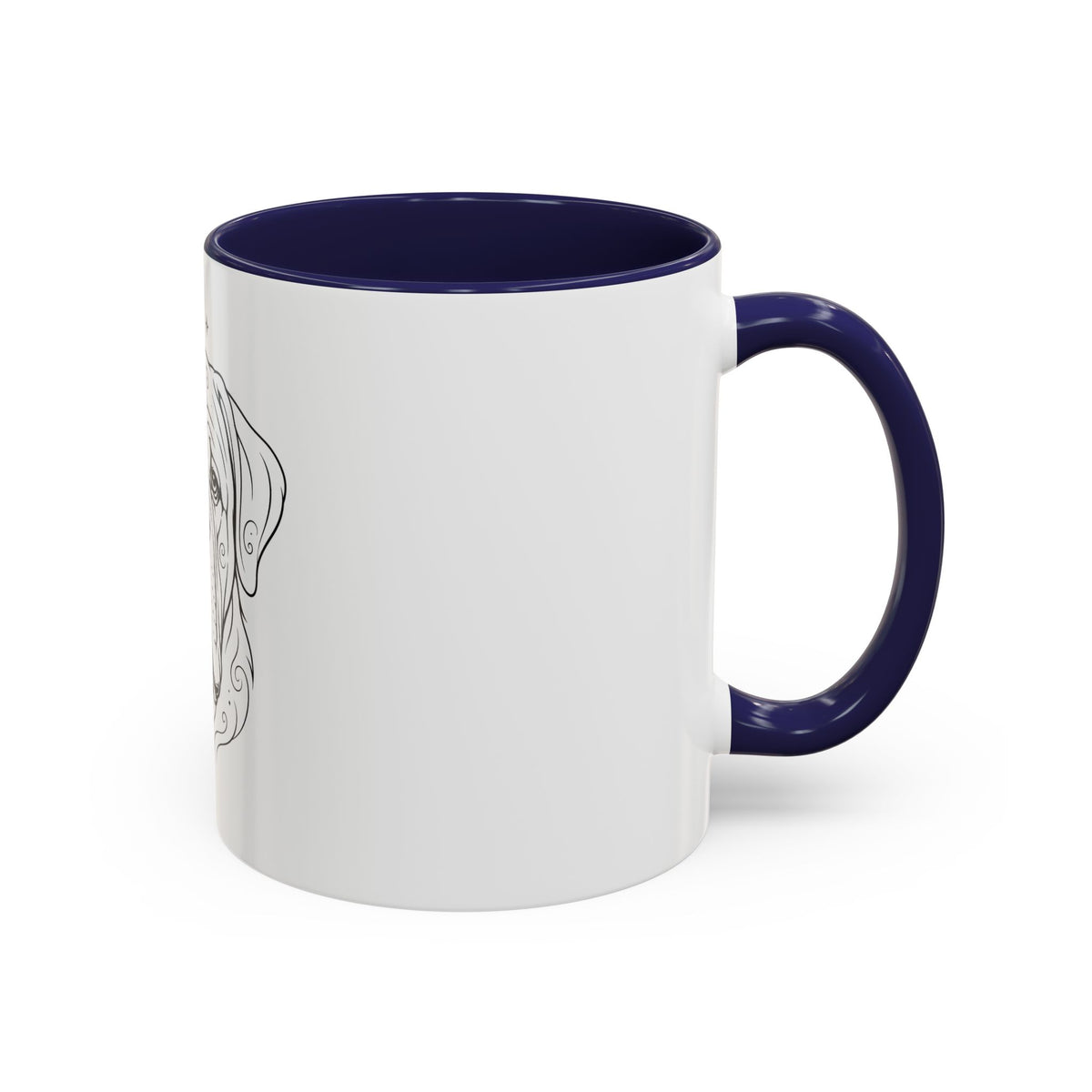 Mystical Mastiff Line Art Accent Coffee Mug – Mystical Dog Portrait 11/15oz