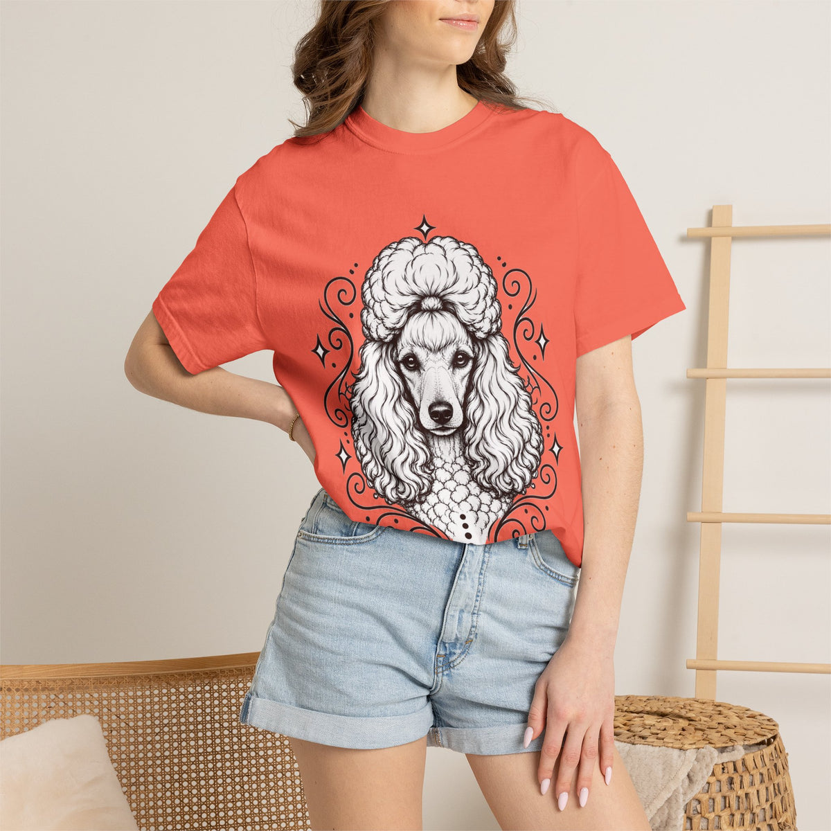 Mystical Miniature Poodle Line Art T-Shirt — Minimal Dog Portrait Tee