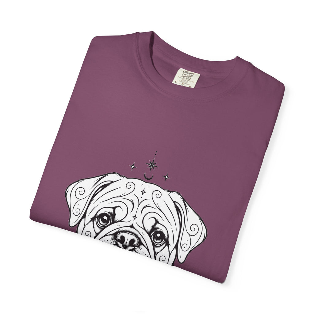 Mystical Pug Line Art T-Shirt — Minimal Dog Portrait Tee