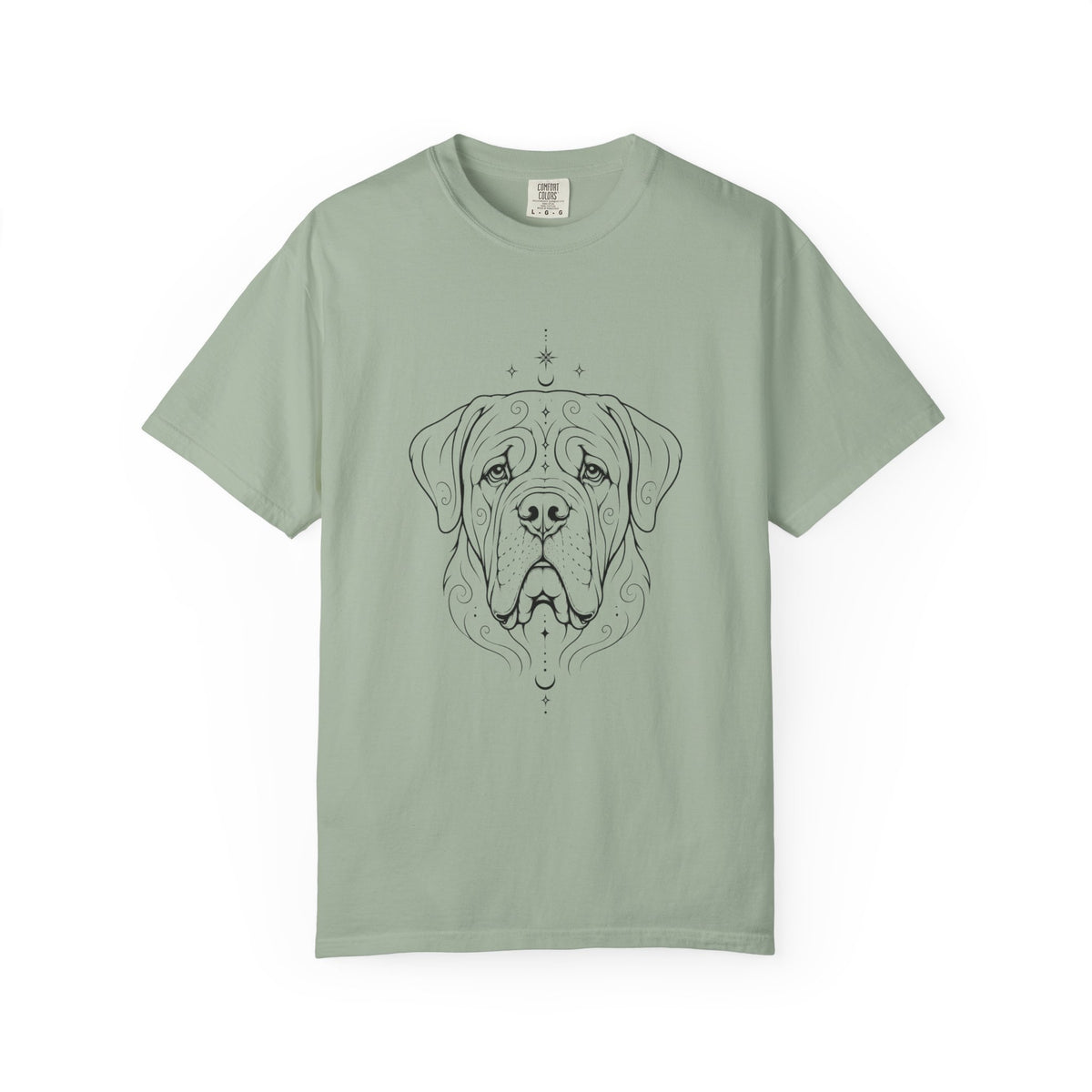 Mystical Mastiff Line Art T‑Shirt — Minimal Dog Portrait Tee
