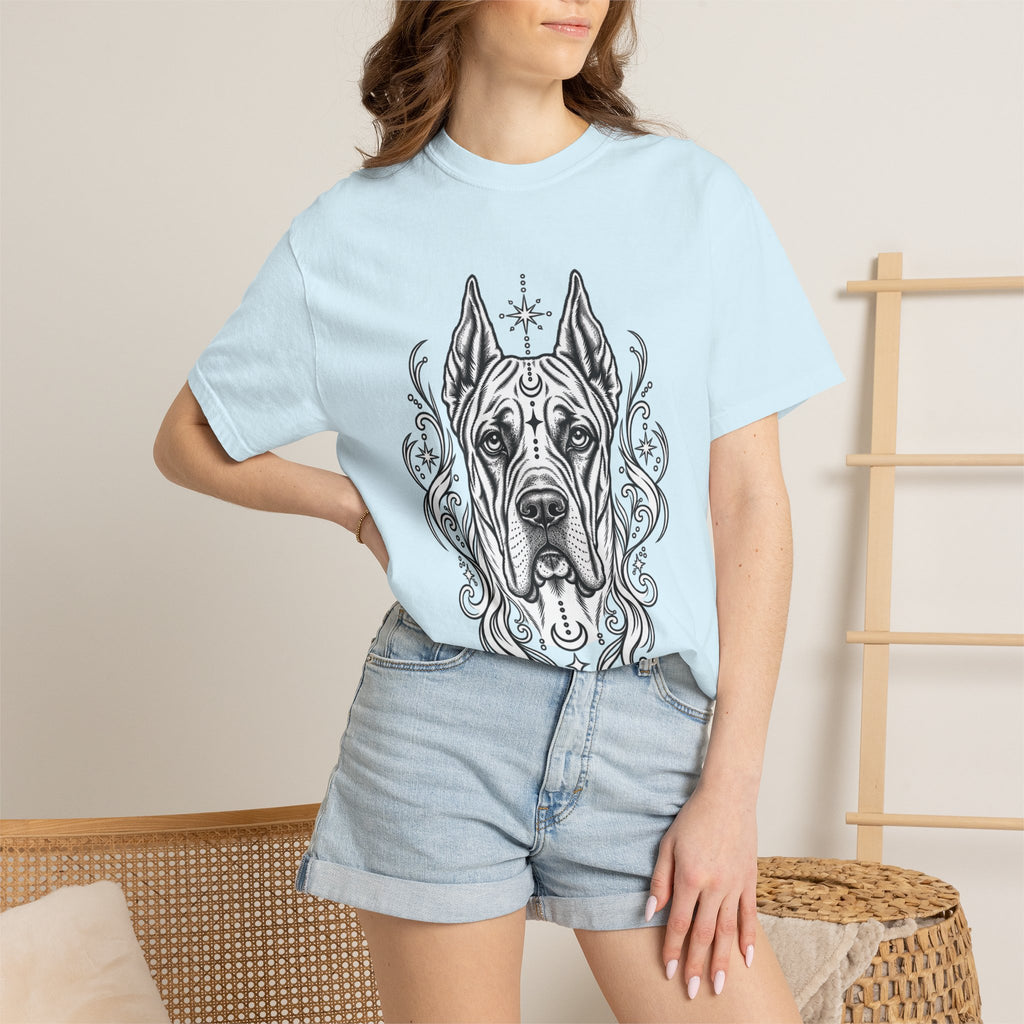 Mystical Great Dane CE Line Art T-Shirt — Minimal Dog Portrait Tee