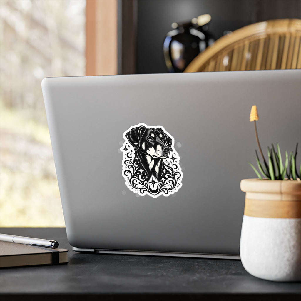 Mystical Beauceron NE FD Line Art Kiss-Cut Vinyl Sticker — Decorative Dog Portrait Decal
