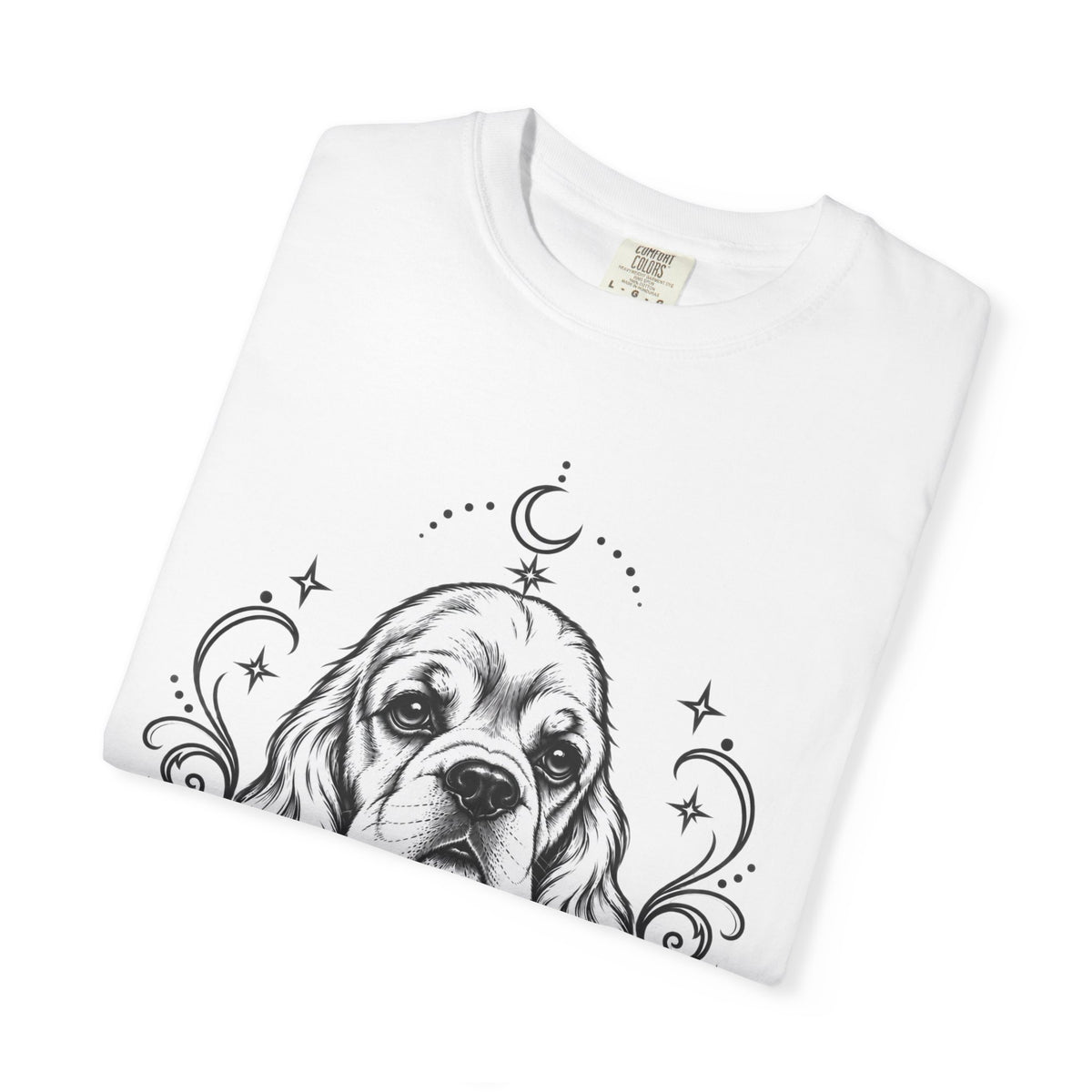 Mystical American Cocker Spaniel Line Art T-Shirt — Minimal Dog Portrait Tee
