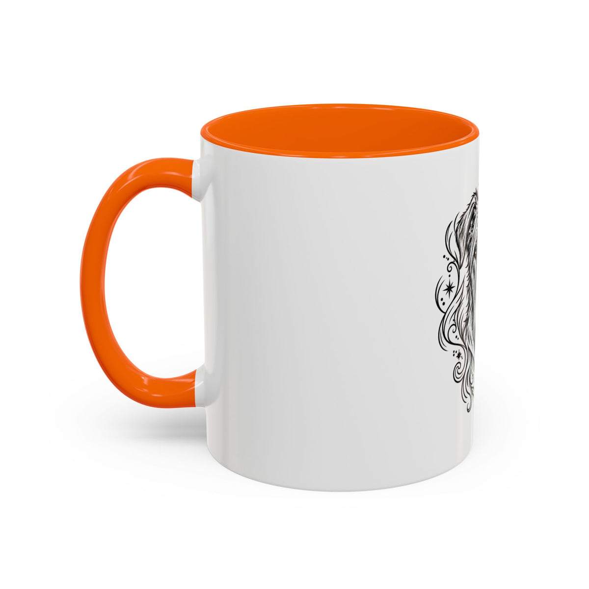 Mystical Irish Wolfhound Line Art Accent Coffee Mug – Mystical Dog Portrait 11/15oz