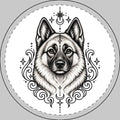 Mystical Norwegian Elkhound Round Car Magnet — Boho Dog Face Sticker